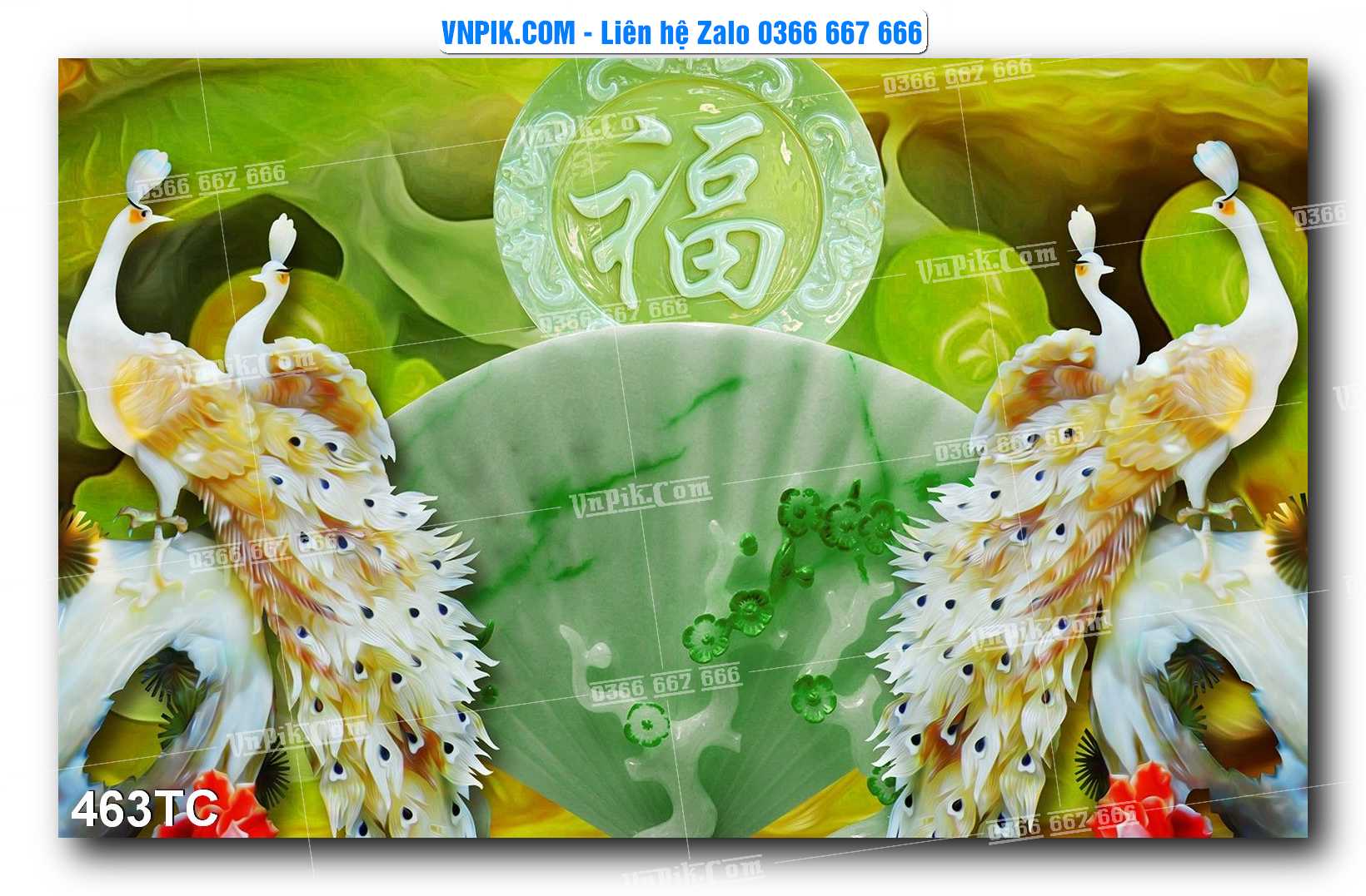 Tranh Treo Tường – Chim Công Hoa Mẫu Đơn 463TC
