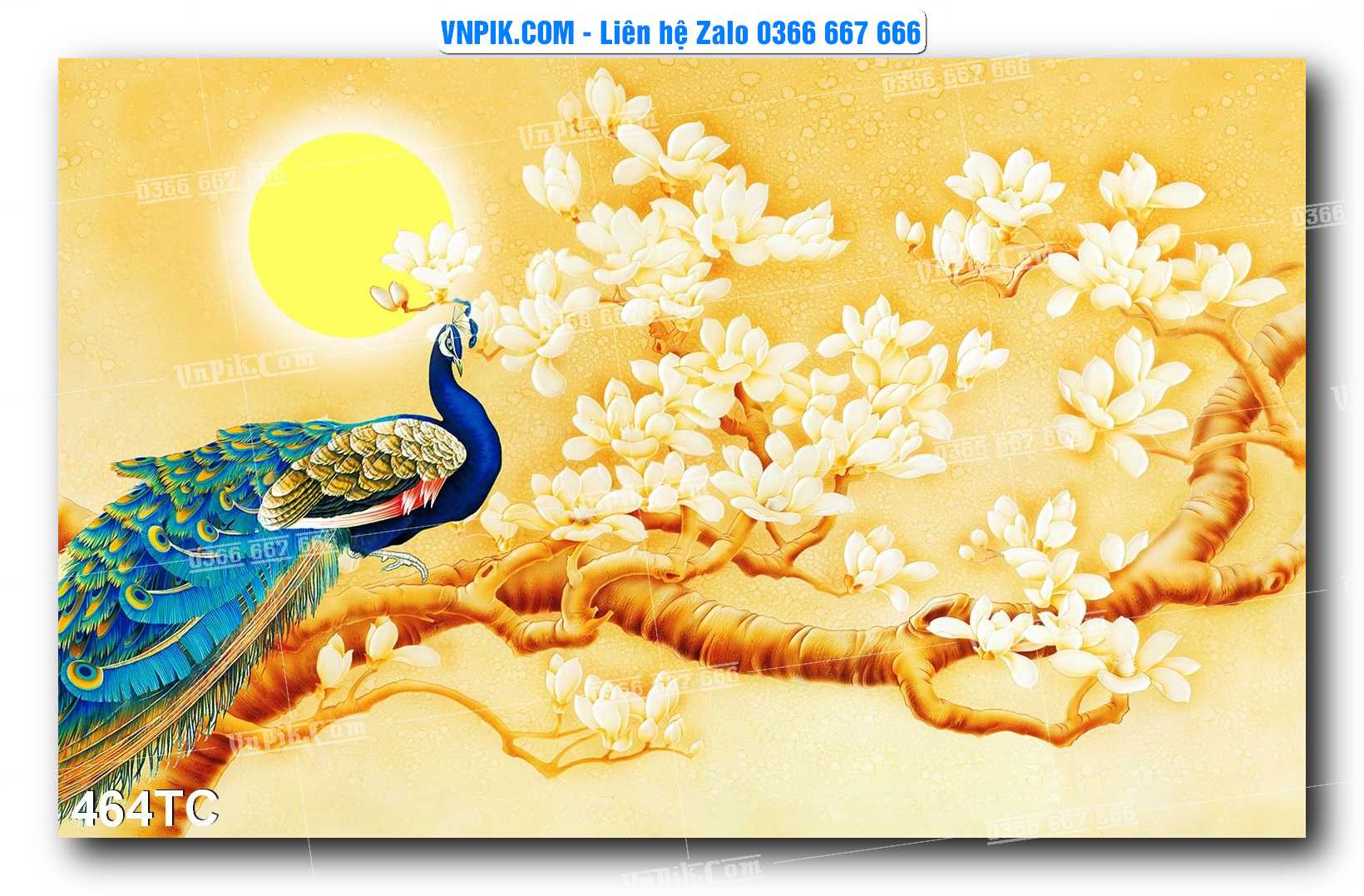 Tranh Treo Tường – Chim Công Hoa Mẫu Đơn 464TC