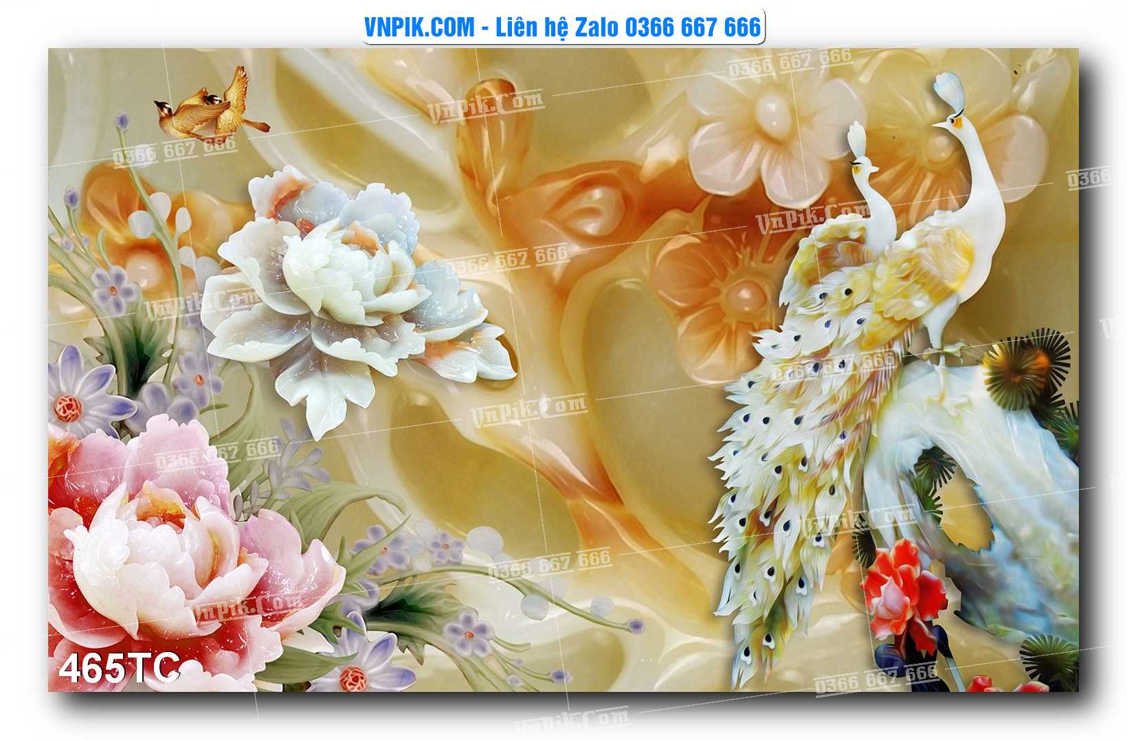 Tranh Treo Tường – Chim Công Hoa Mẫu Đơn 465TC