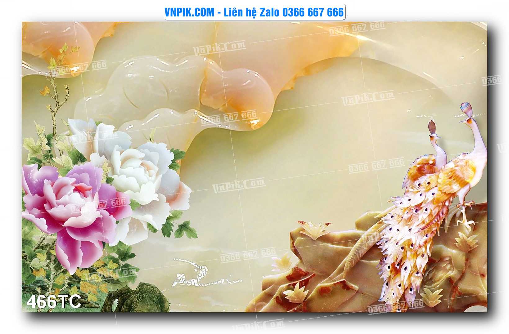 Tranh Treo Tường – Chim Công Hoa Mẫu Đơn 466TC