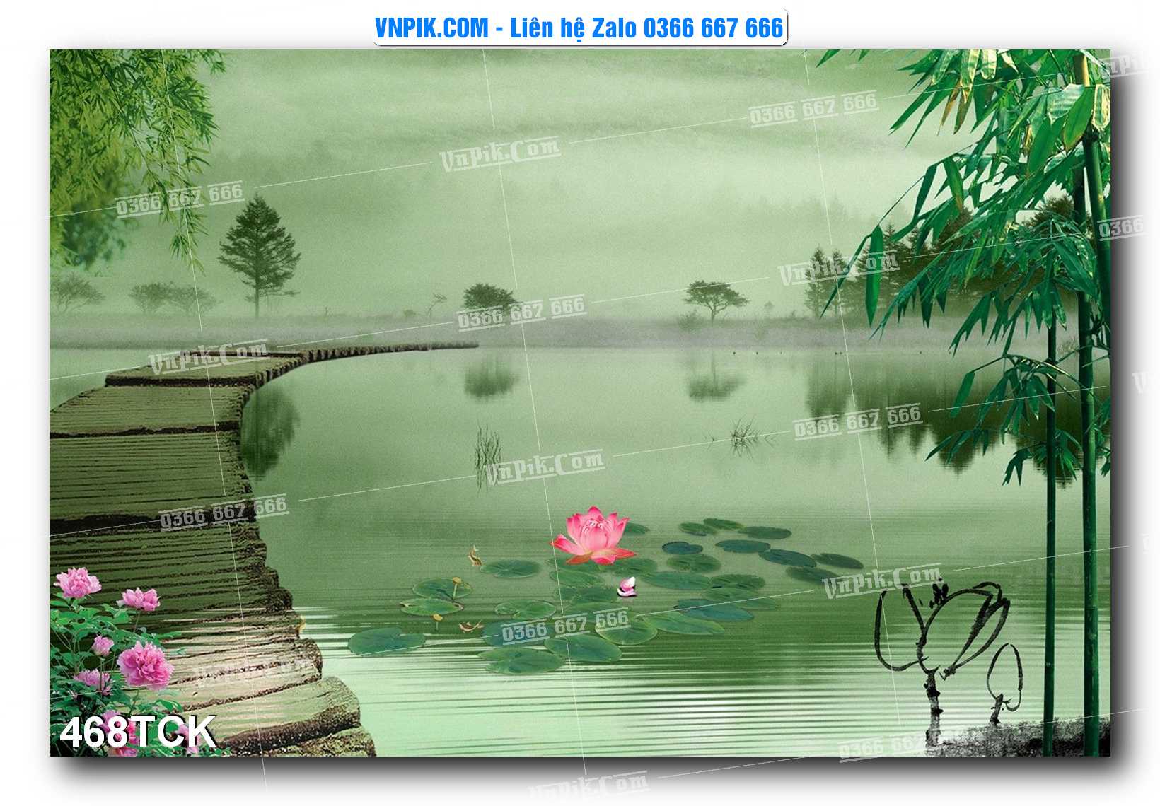 Tranh Hoa Sen – Cá Koi – Cá Chép  468TCK
