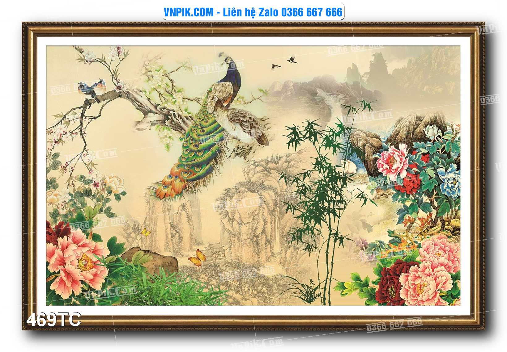 Tranh Treo Tường – Chim Công Hoa Mẫu Đơn 469TC