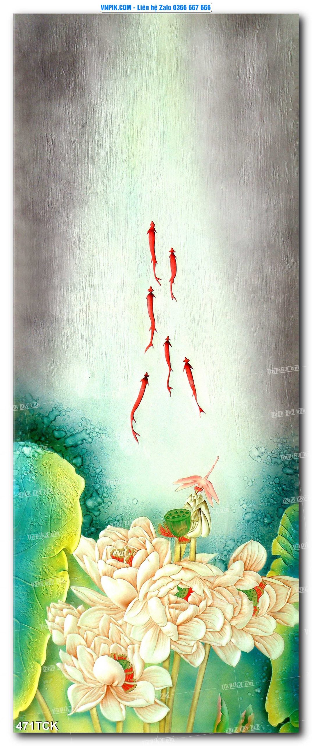 Tranh Hoa Sen – Cá Koi – Cá Chép  471TCK