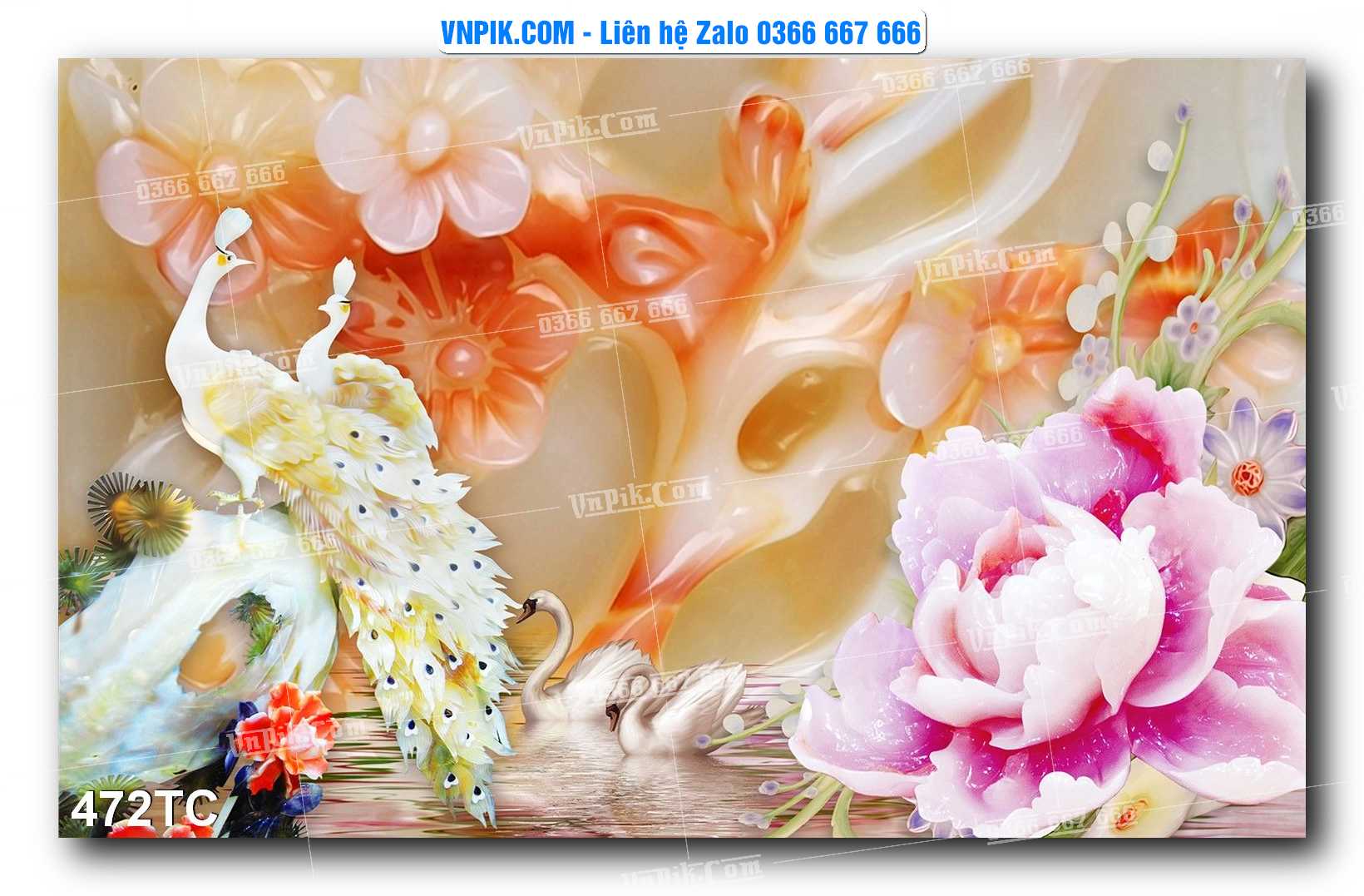 Tranh Treo Tường – Chim Công Hoa Mẫu Đơn 472TC