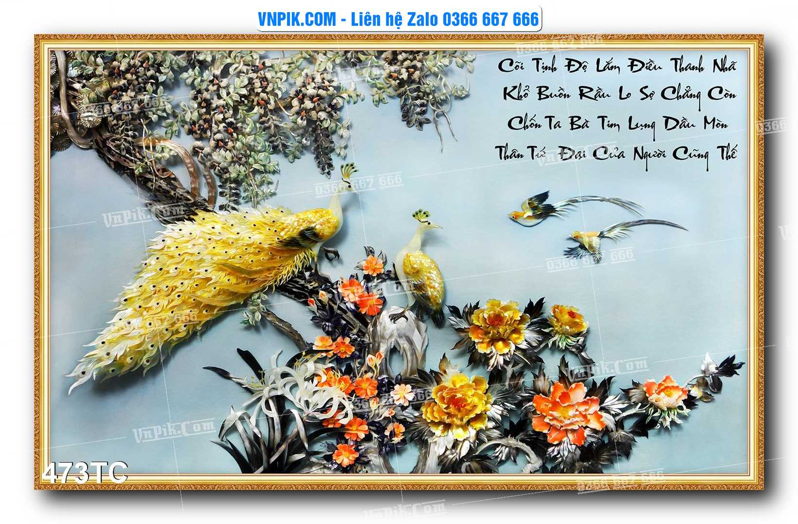 Tranh Treo Tường – Chim Công Hoa Mẫu Đơn 473TC