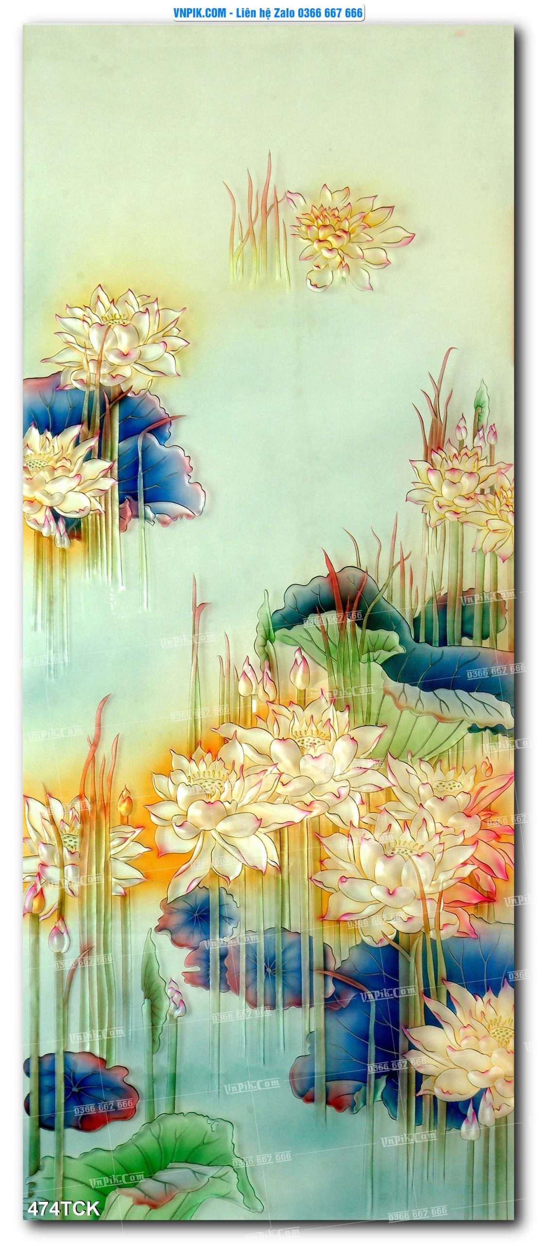 Tranh Hoa Sen – Cá Koi – Cá Chép  474TCK