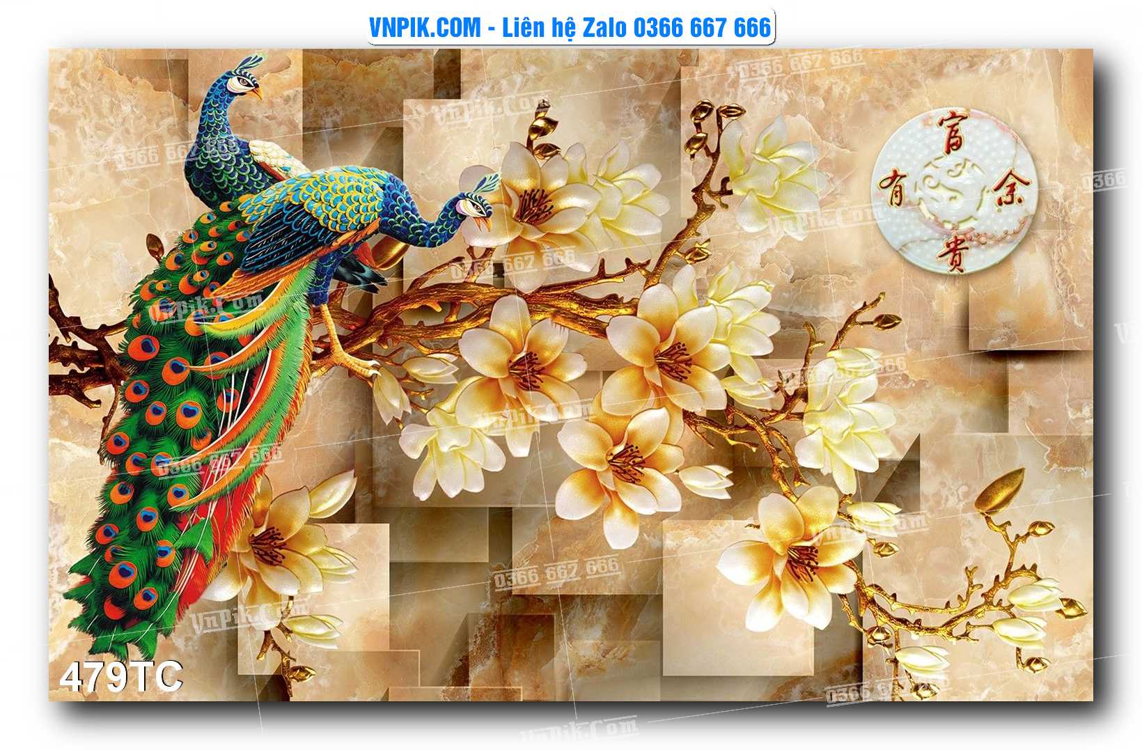 Tranh Treo Tường – Chim Công Hoa Mẫu Đơn 479TC