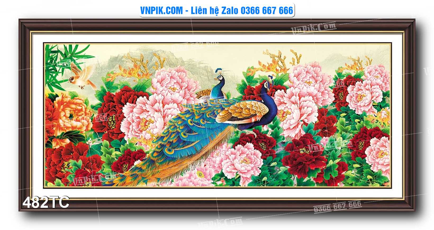 Tranh Treo Tường – Chim Công Hoa Mẫu Đơn 482TC