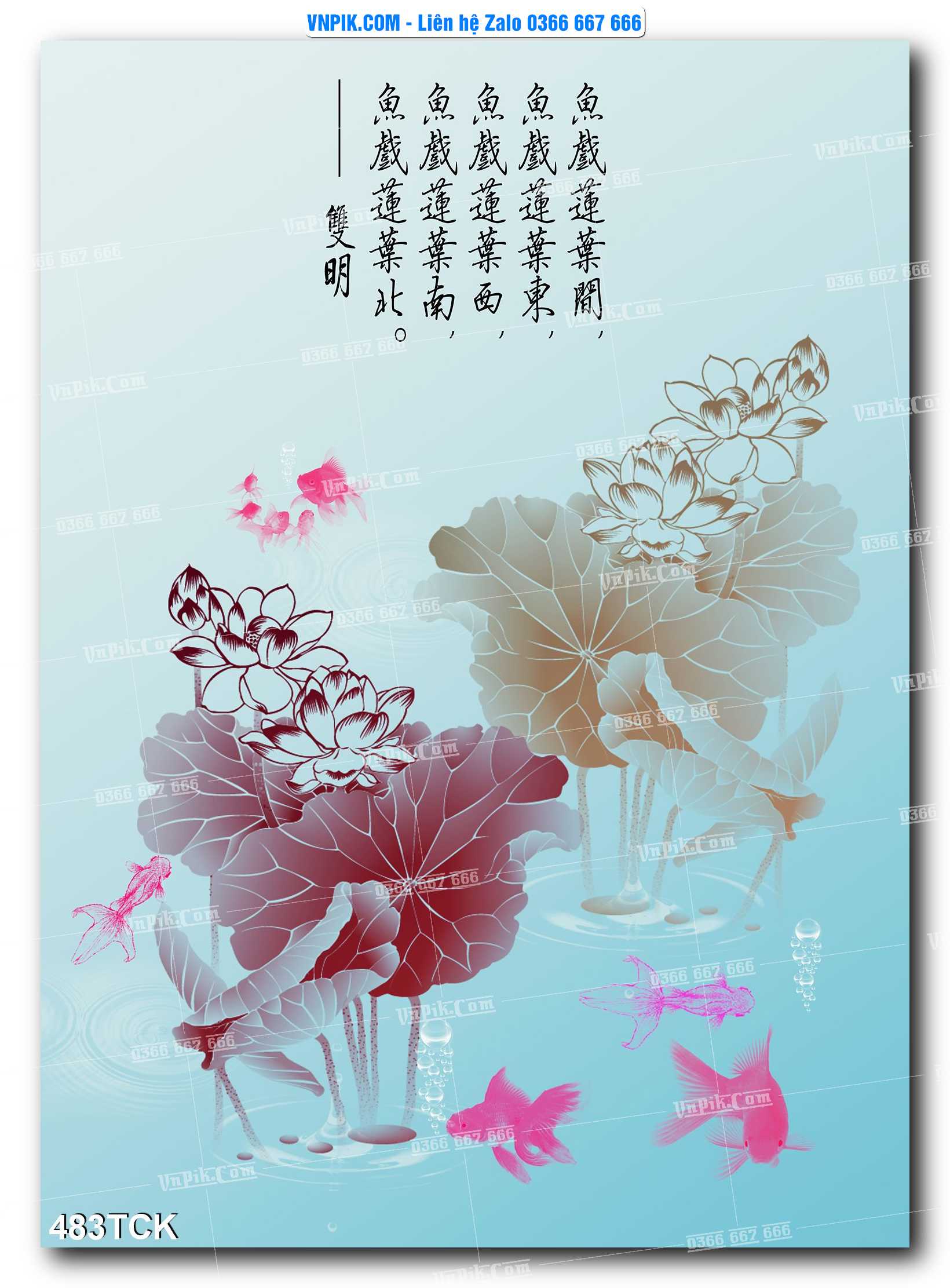 Tranh Hoa Sen – Cá Koi – Cá Chép  483TCK