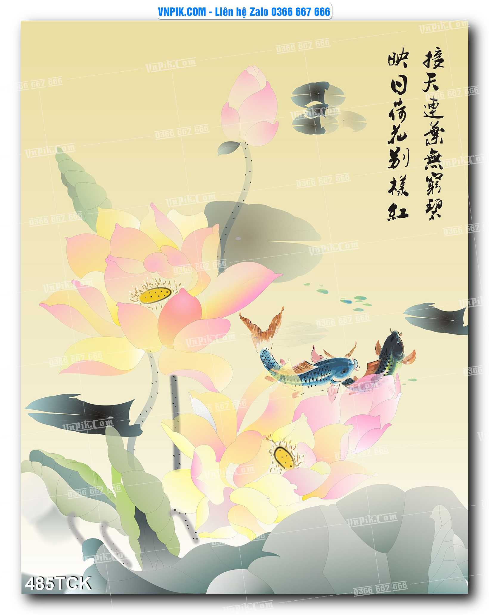 Tranh Hoa Sen – Cá Koi – Cá Chép  485TCK