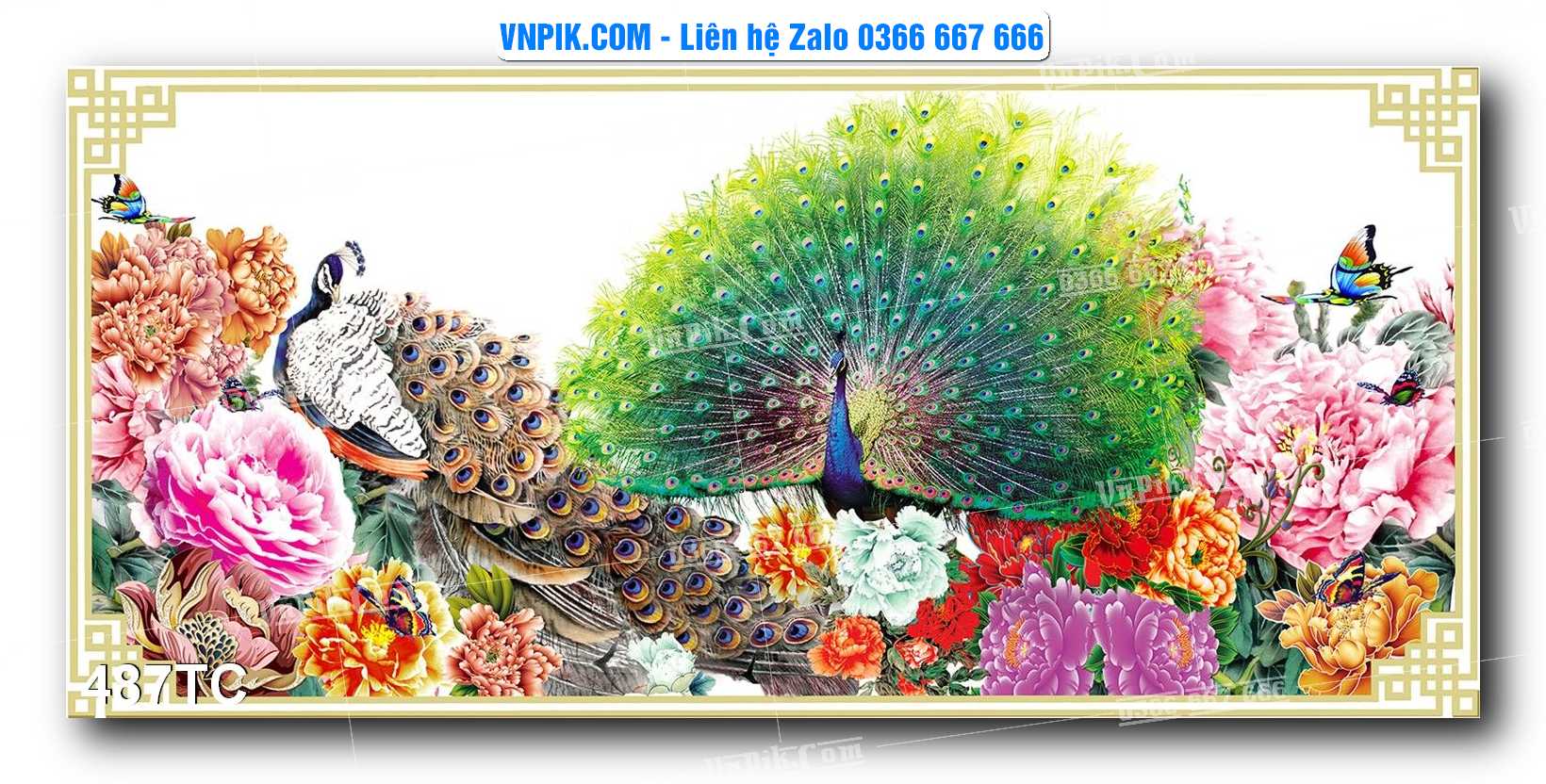 Tranh Treo Tường – Chim Công Hoa Mẫu Đơn 487TC