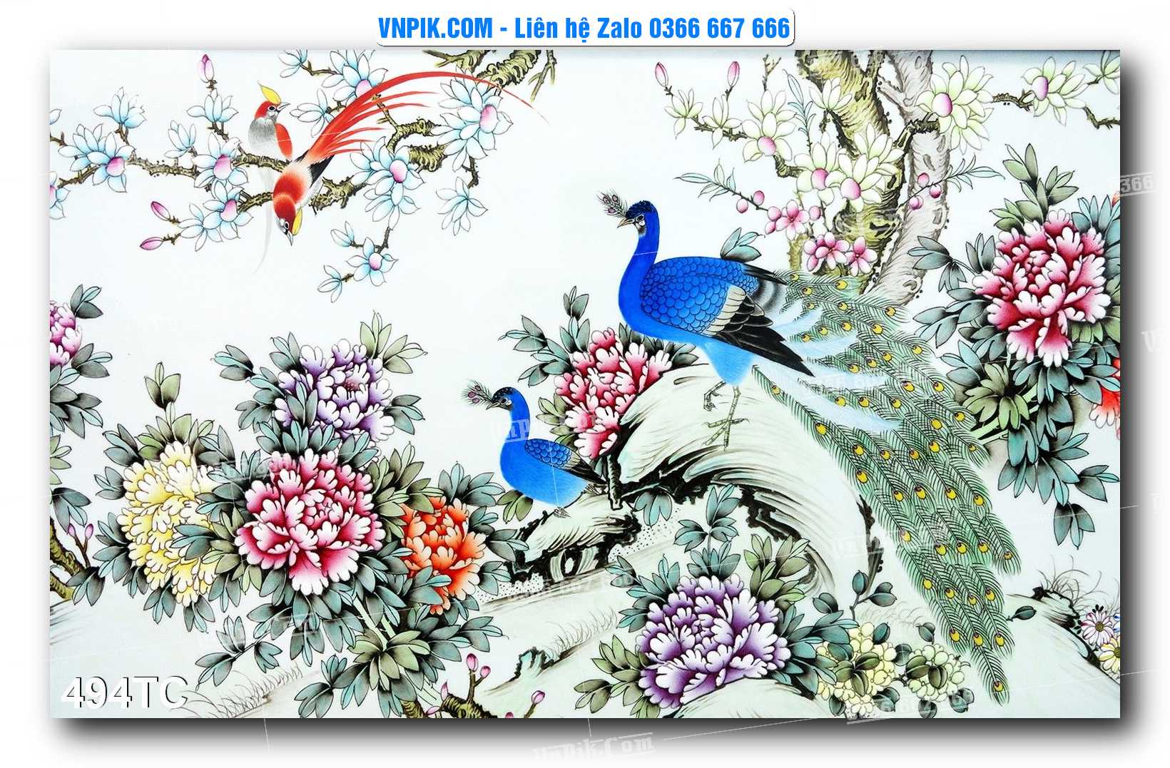 Tranh Treo Tường – Chim Công Hoa Mẫu Đơn 494TC