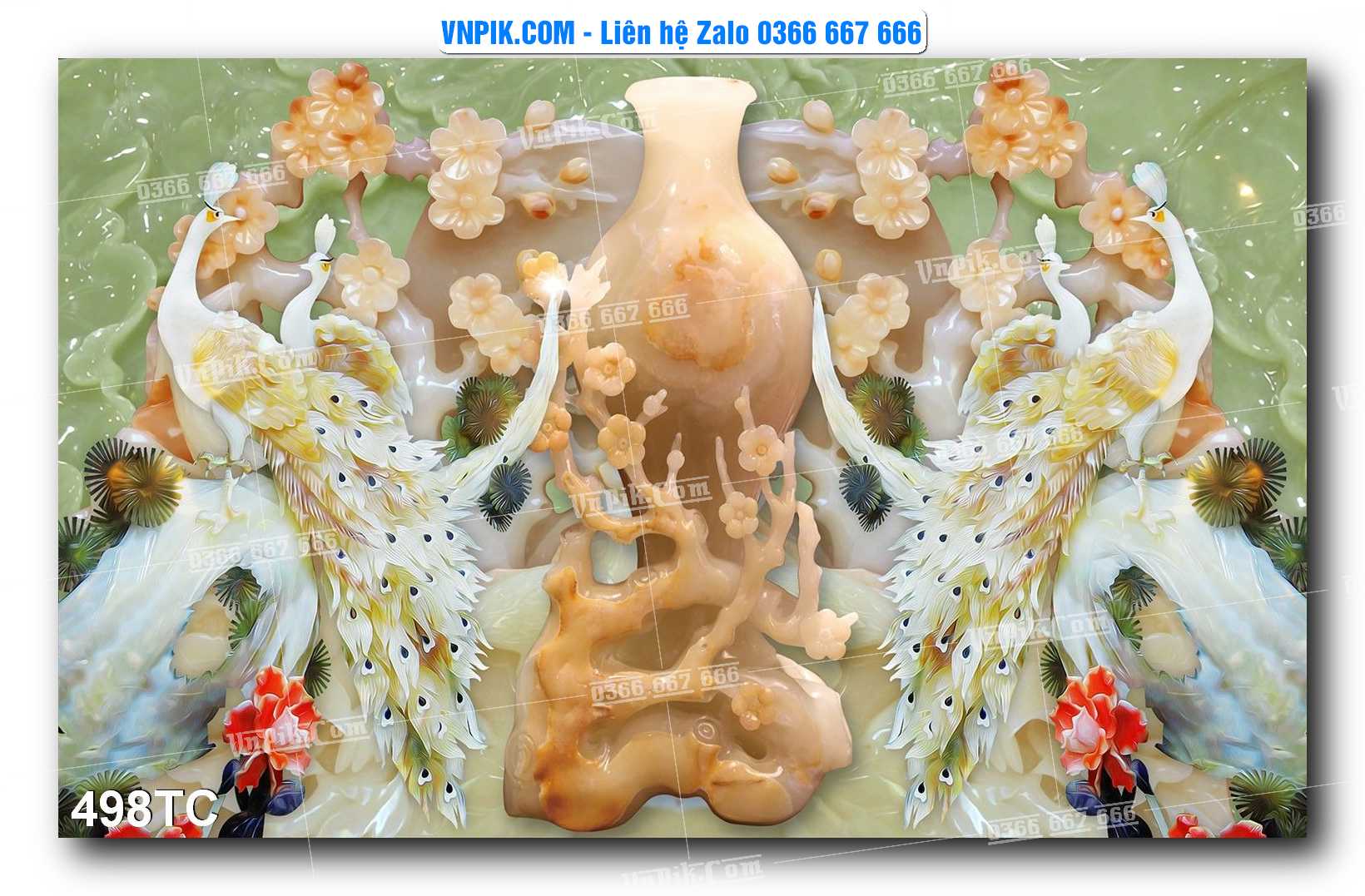 Tranh Treo Tường – Chim Công Hoa Mẫu Đơn 498TC