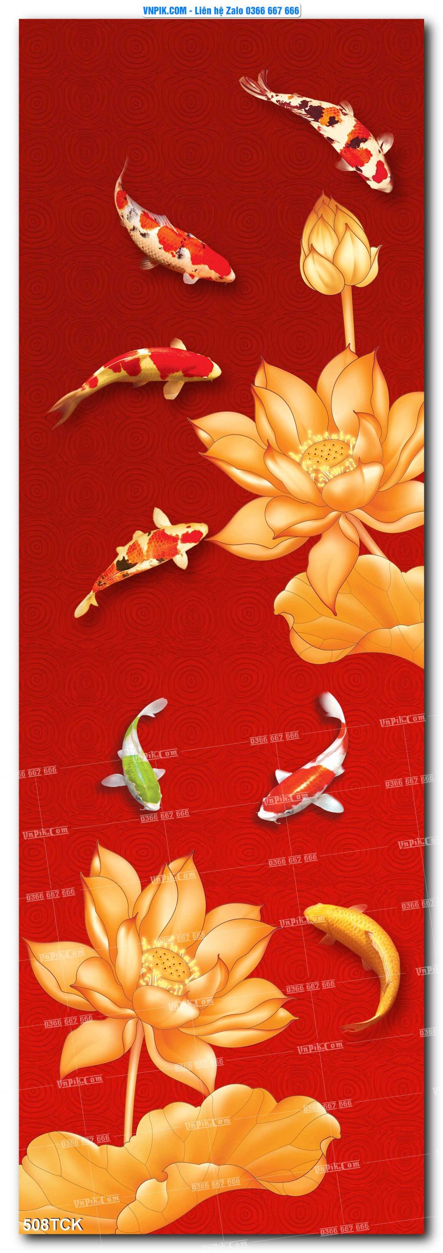 Tranh Hoa Sen – Cá Koi – Cá Chép  508TCK