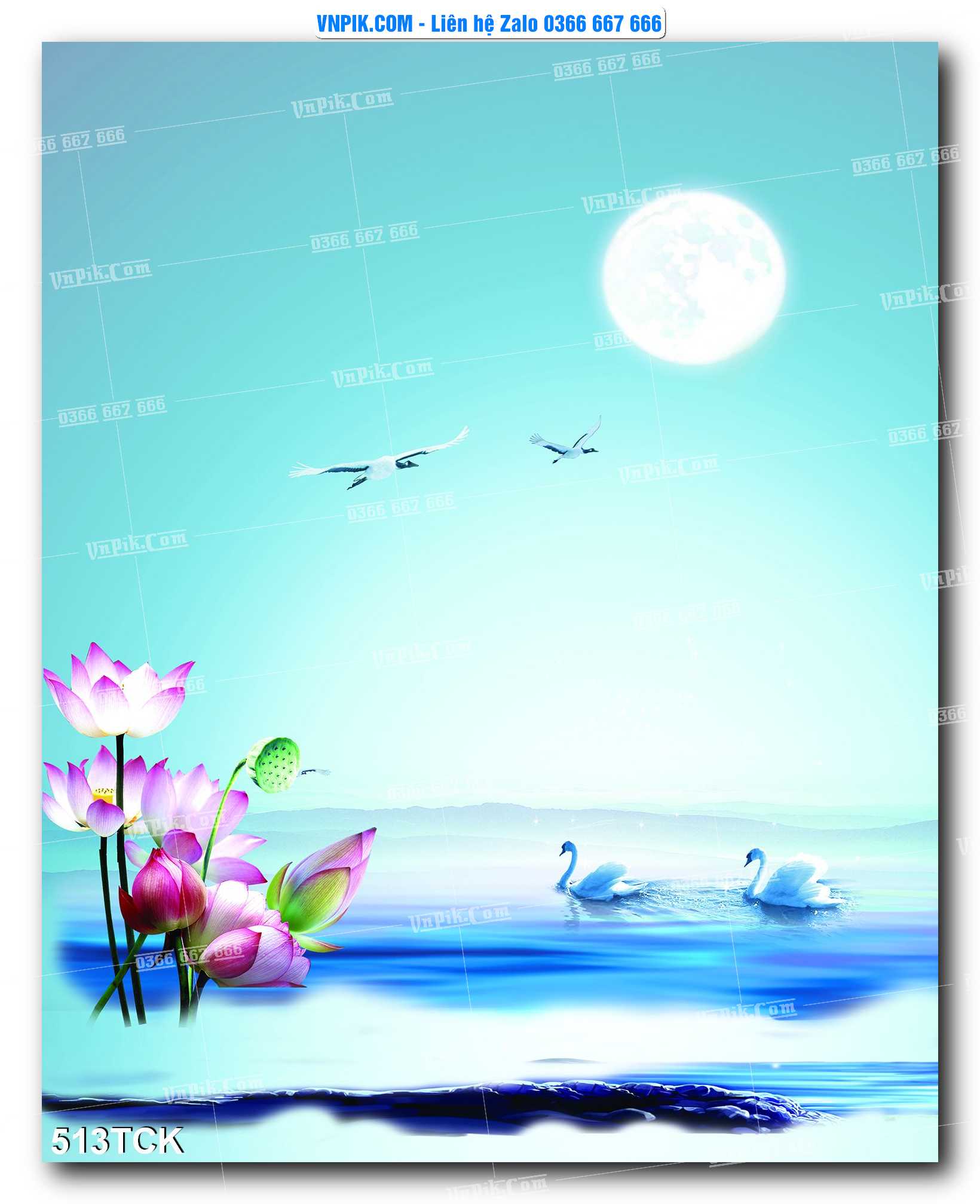 Tranh Hoa Sen – Cá Koi – Cá Chép  513TCK