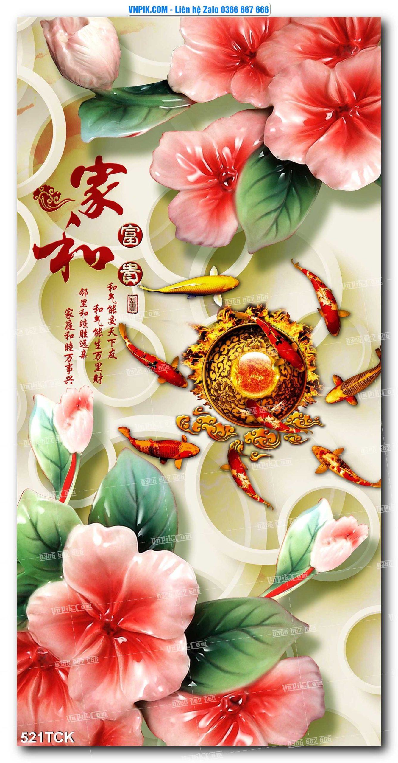 Tranh Hoa Sen – Cá Koi – Cá Chép  521TCK