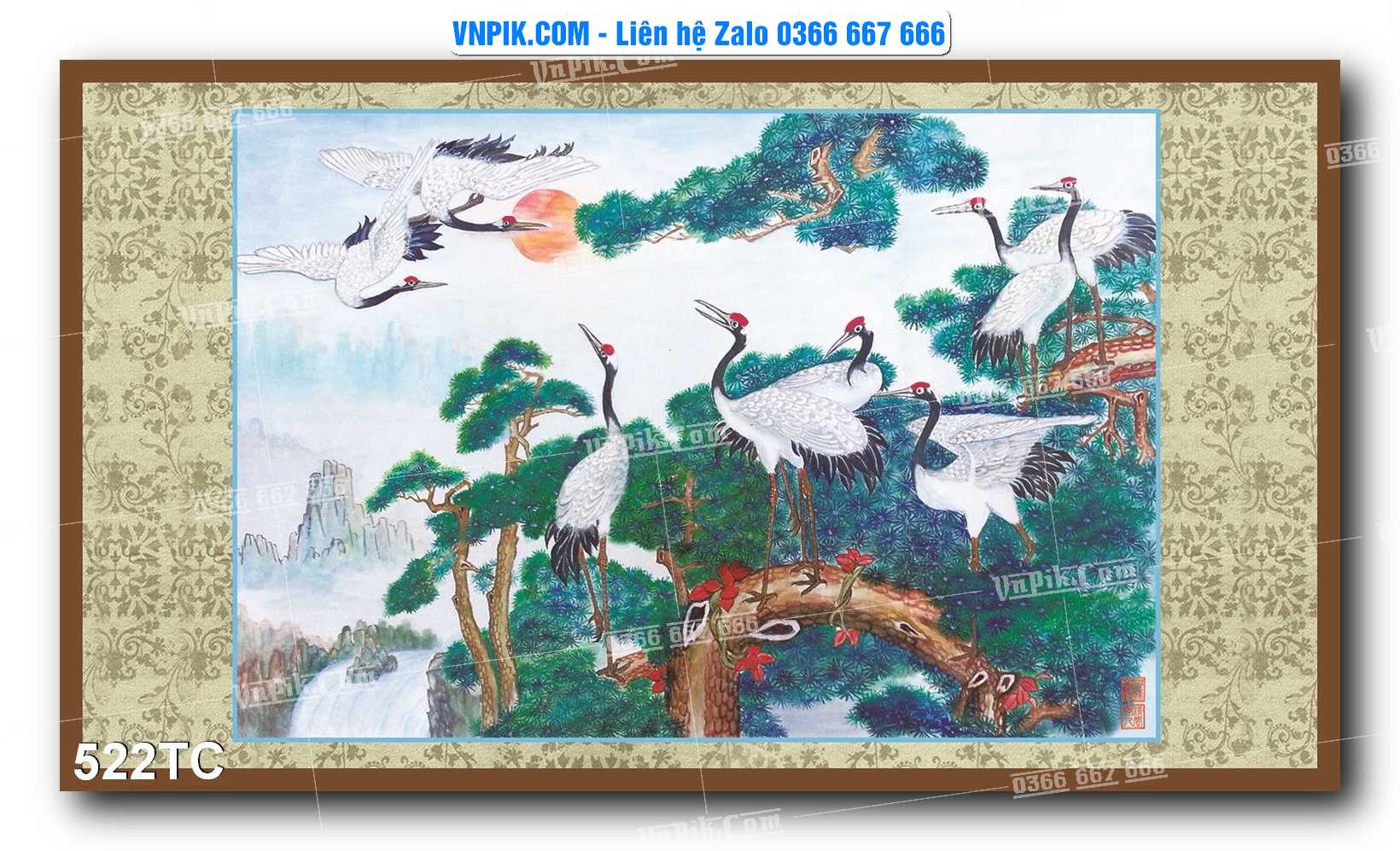 Tranh Treo Tường – Chim Công Hoa Mẫu Đơn 522TC