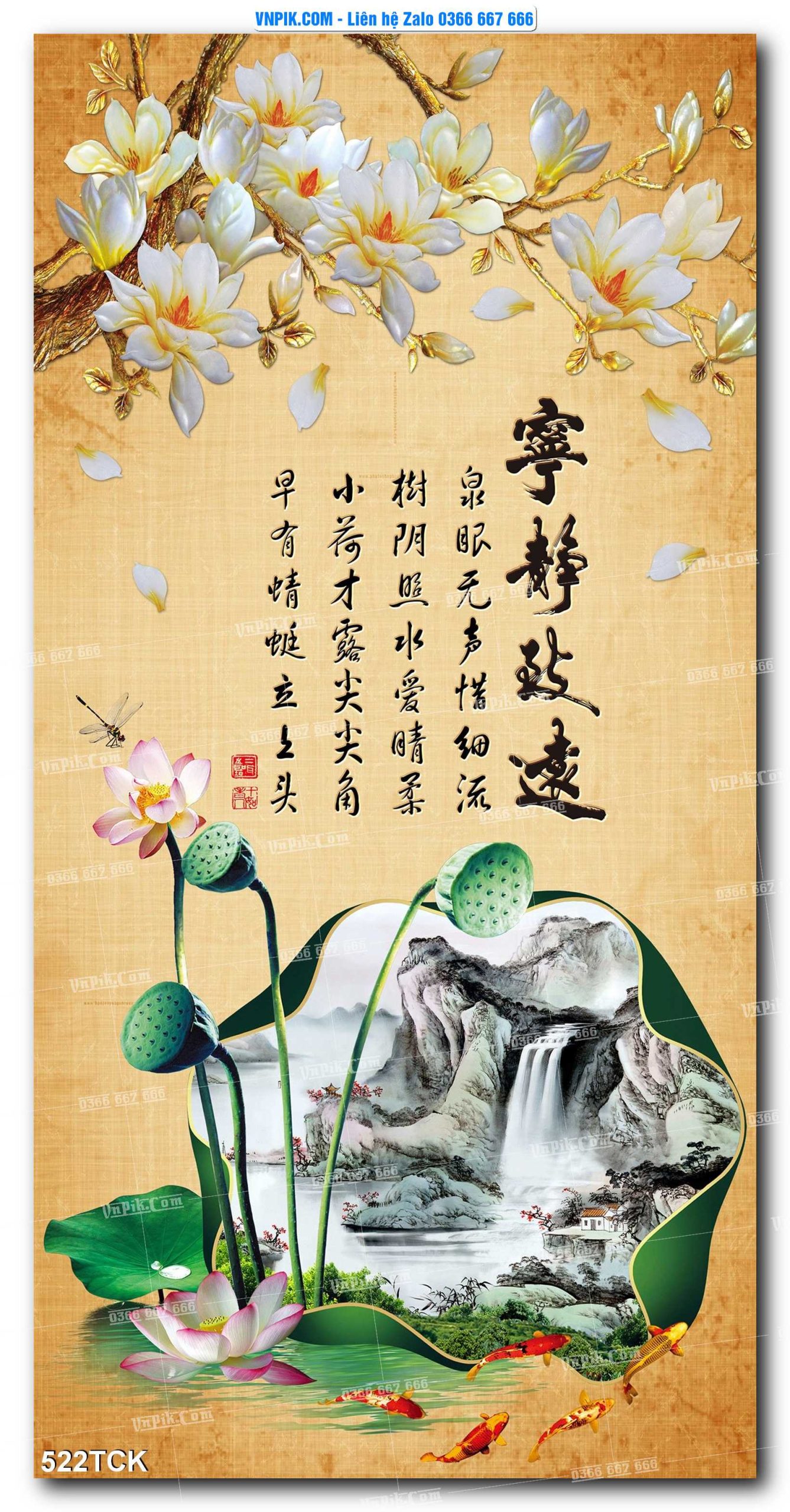 Tranh Hoa Sen – Cá Koi – Cá Chép  522TCK
