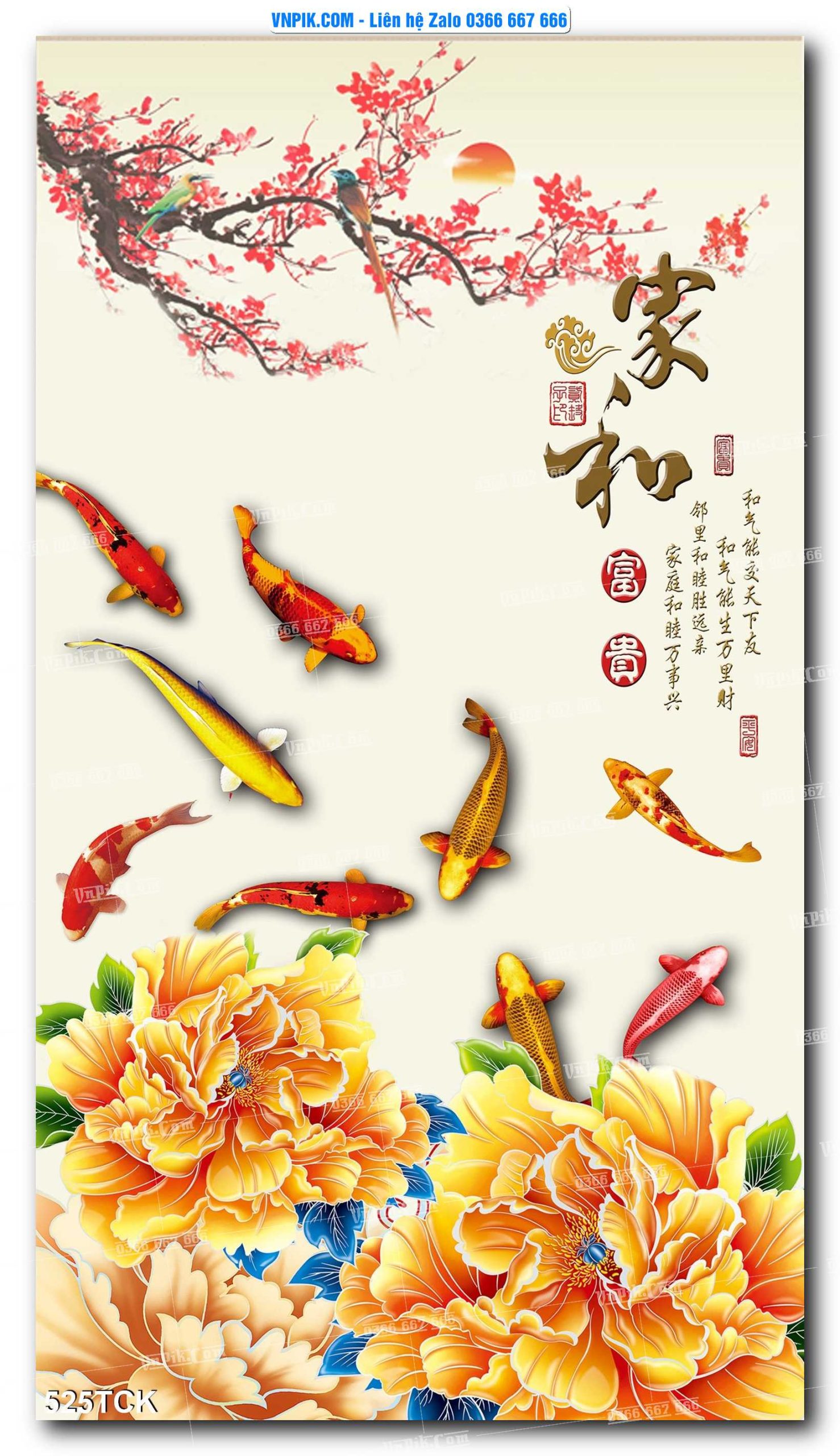 Tranh Hoa Sen – Cá Koi – Cá Chép  525TCK