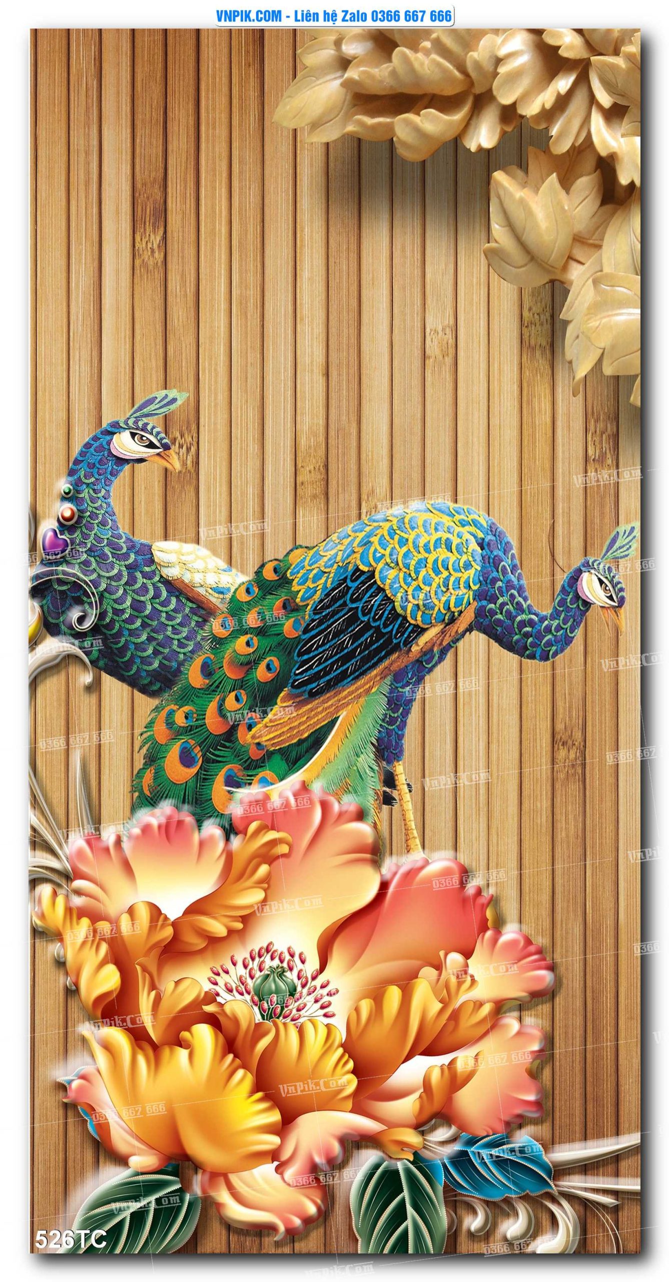 Tranh Treo Tường – Chim Công Hoa Mẫu Đơn 526TC
