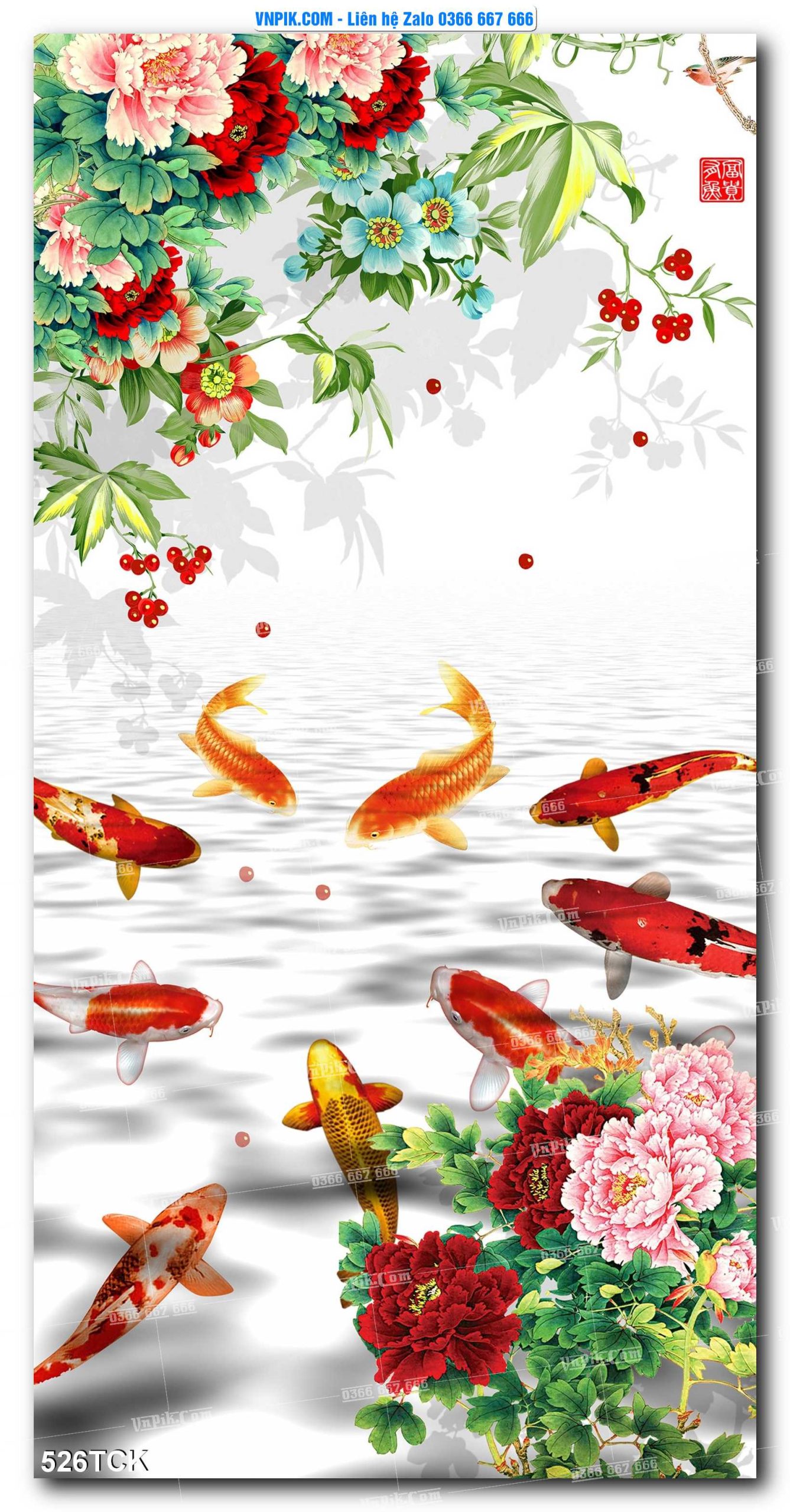 Tranh Hoa Sen – Cá Koi – Cá Chép  526TCK