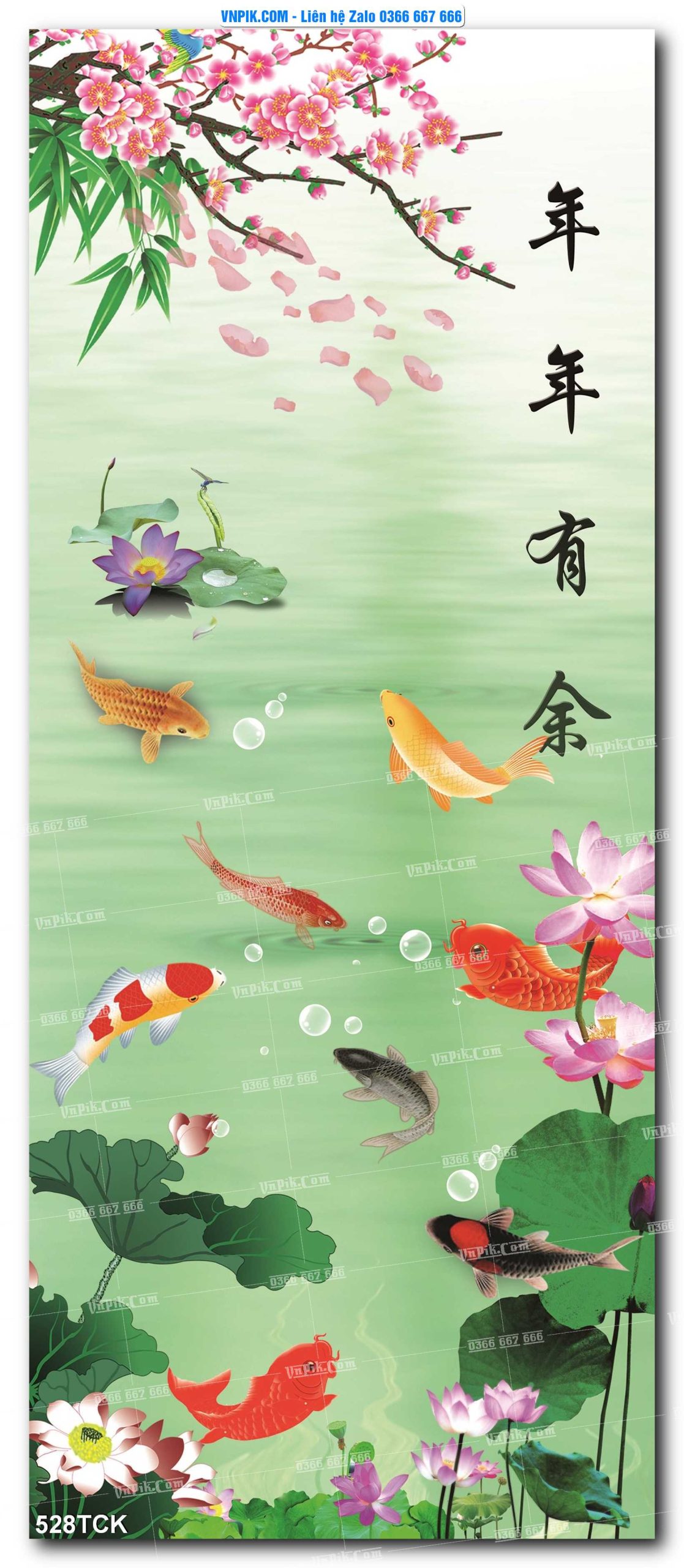 Tranh Hoa Sen – Cá Koi – Cá Chép  528TCK