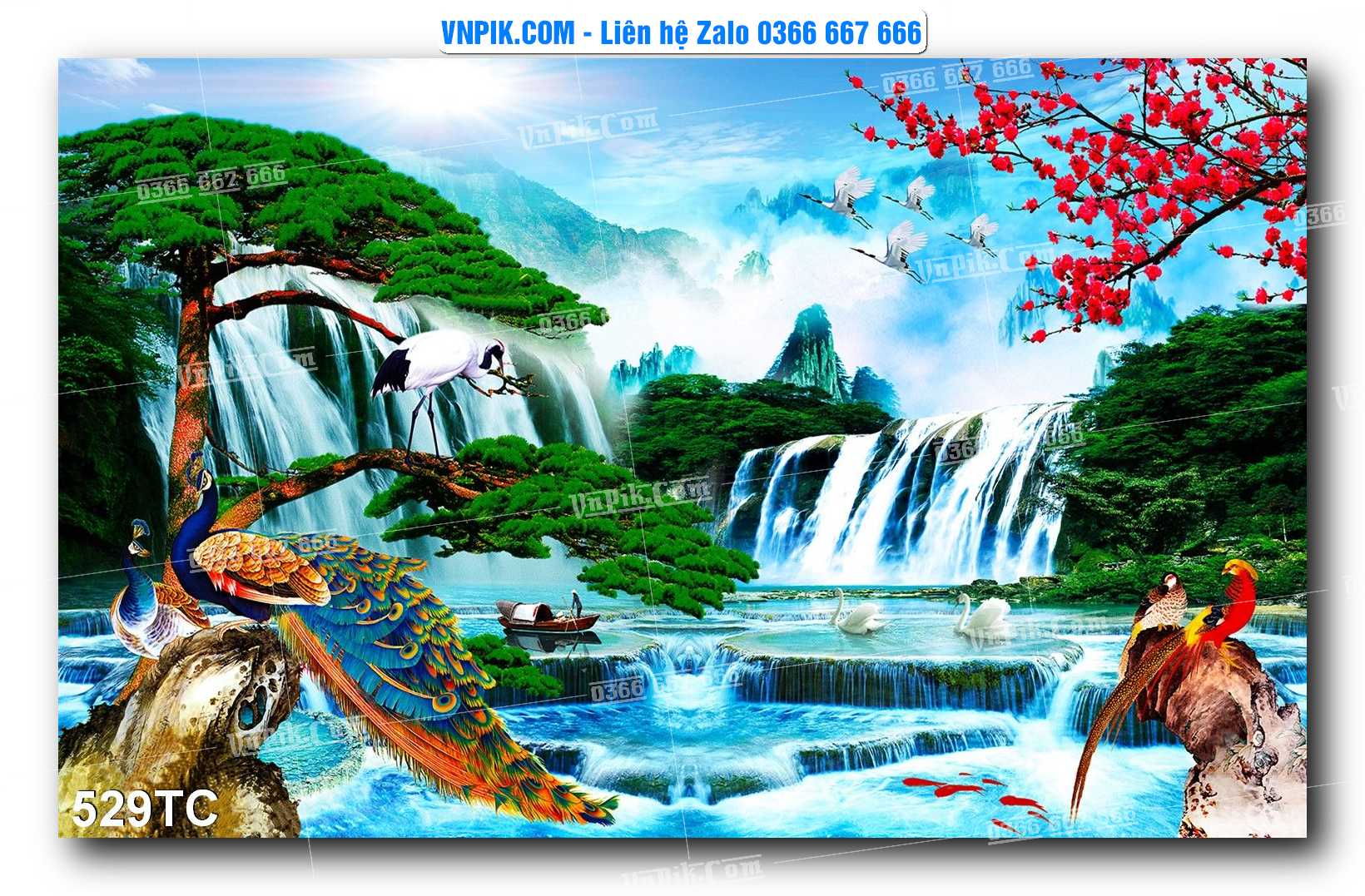 Tranh Treo Tường – Chim Công Hoa Mẫu Đơn 529TC