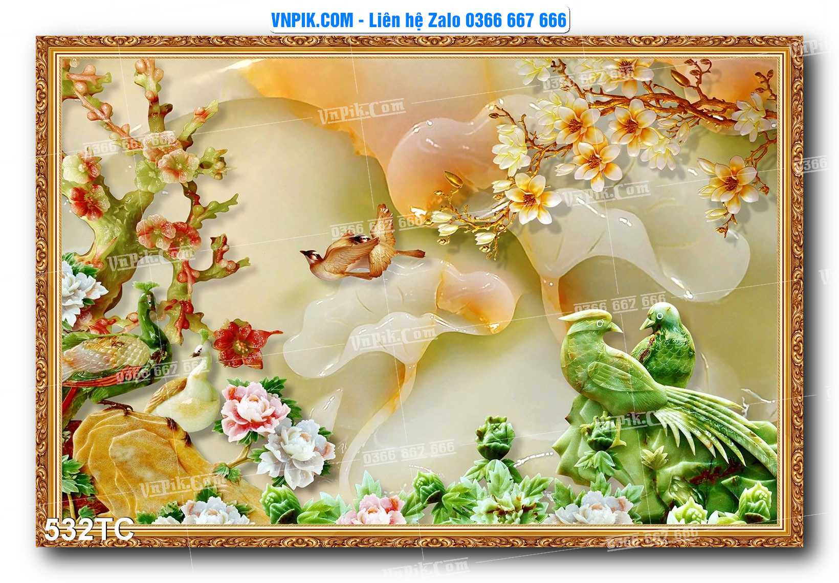 Tranh Treo Tường – Chim Công Hoa Mẫu Đơn 532TC