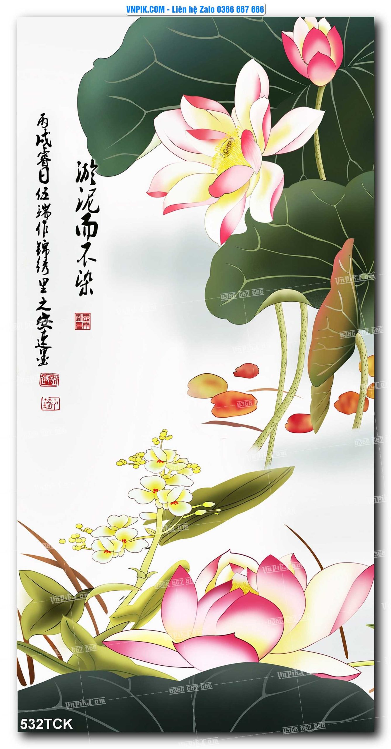 Tranh Hoa Sen – Cá Koi – Cá Chép  532TCK