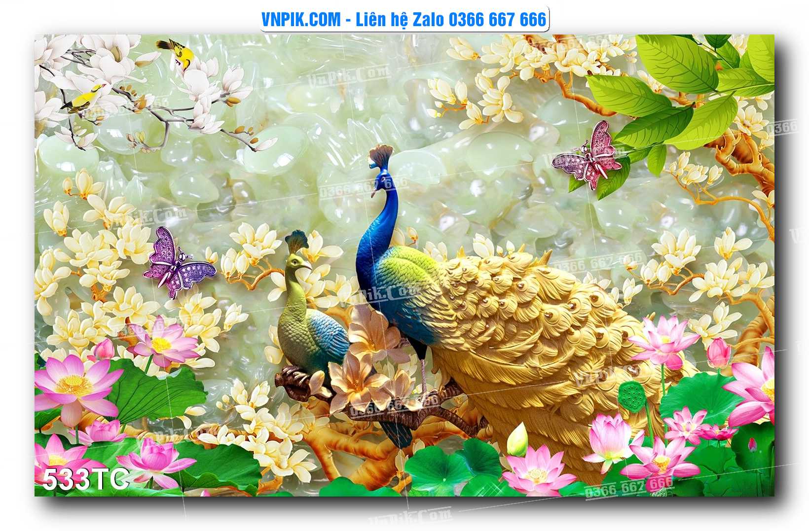Tranh Treo Tường – Chim Công Hoa Mẫu Đơn 533TC