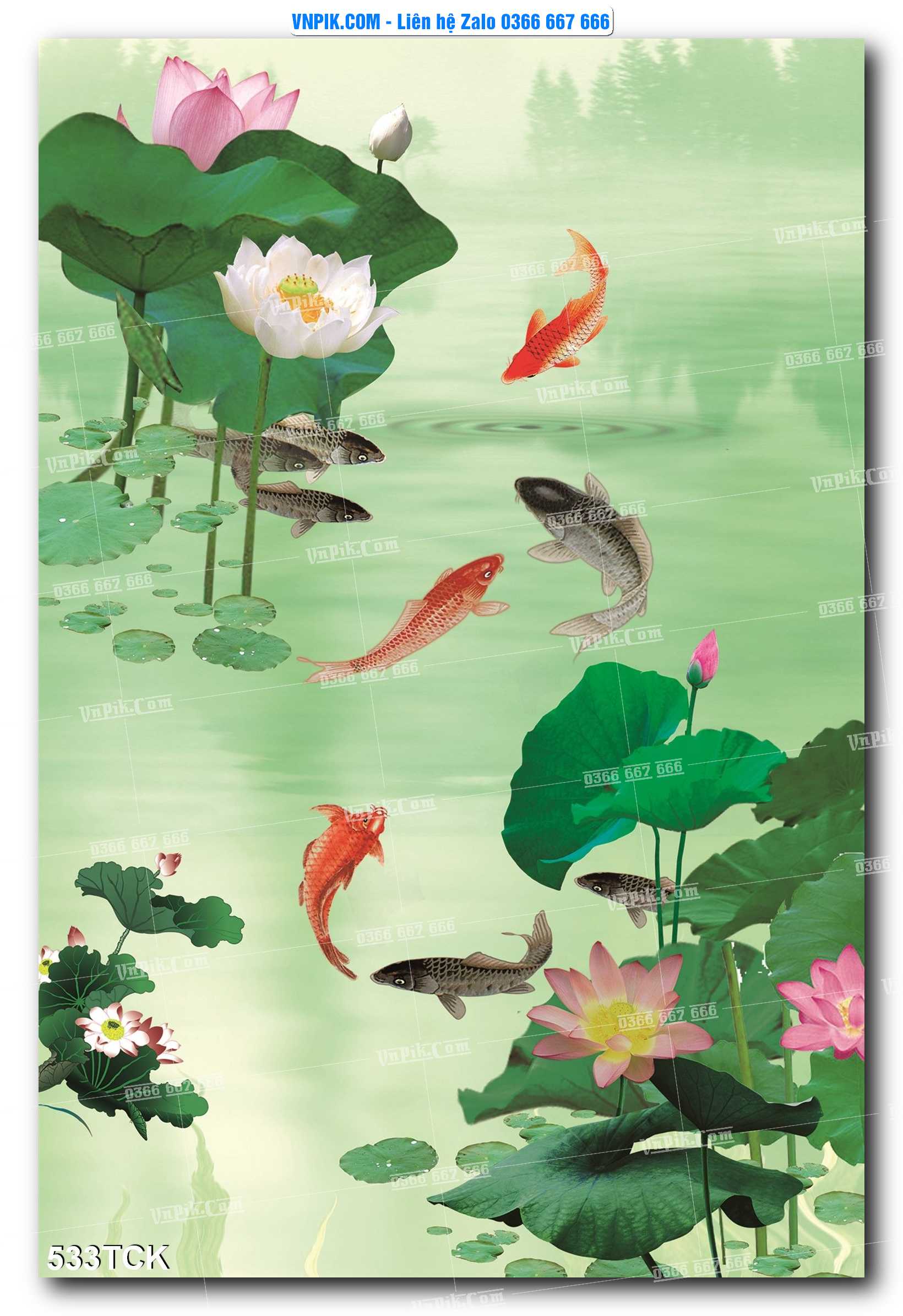 Tranh Hoa Sen – Cá Koi – Cá Chép  533TCK