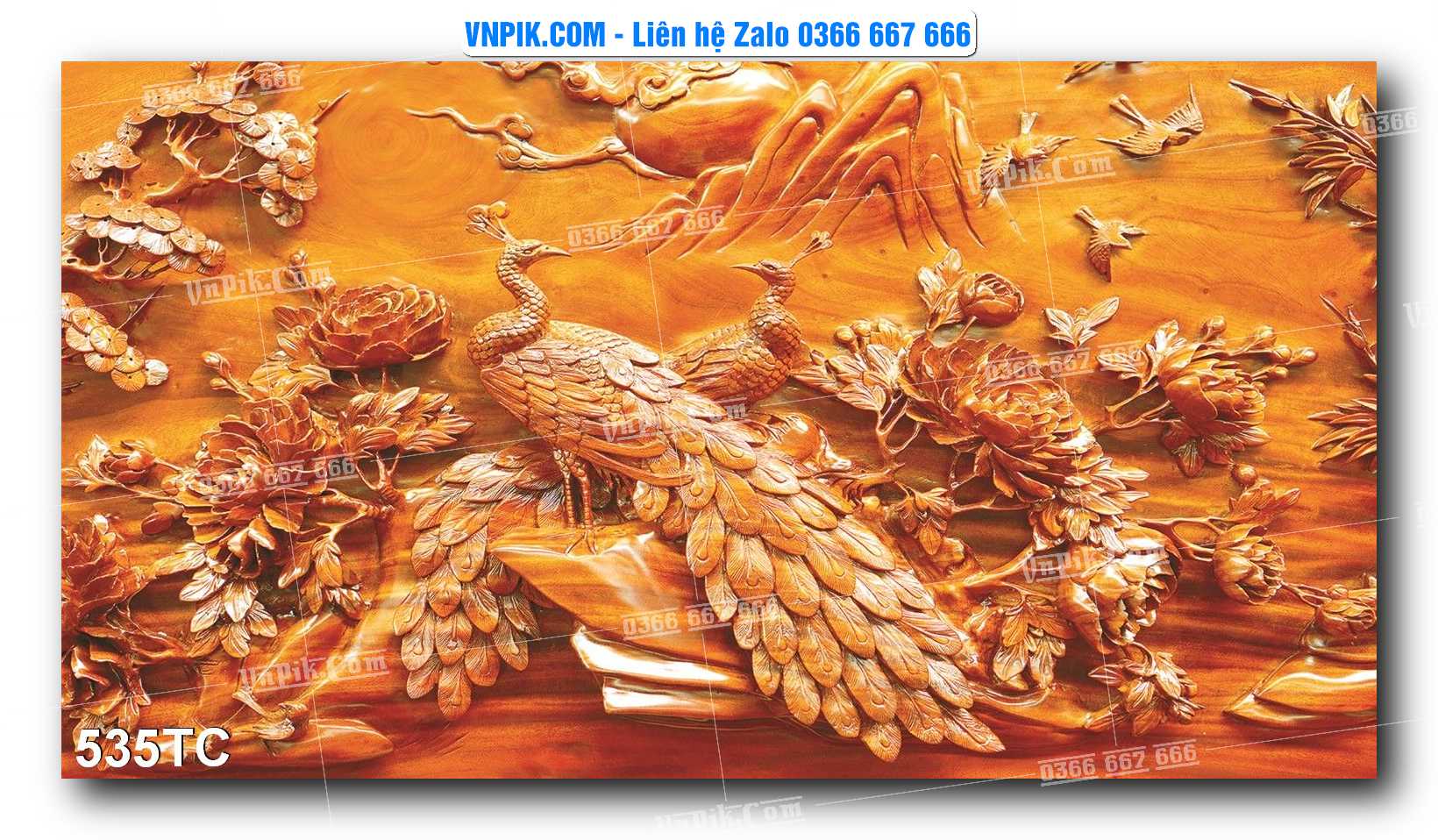 Tranh Treo Tường – Chim Công Hoa Mẫu Đơn 535TC