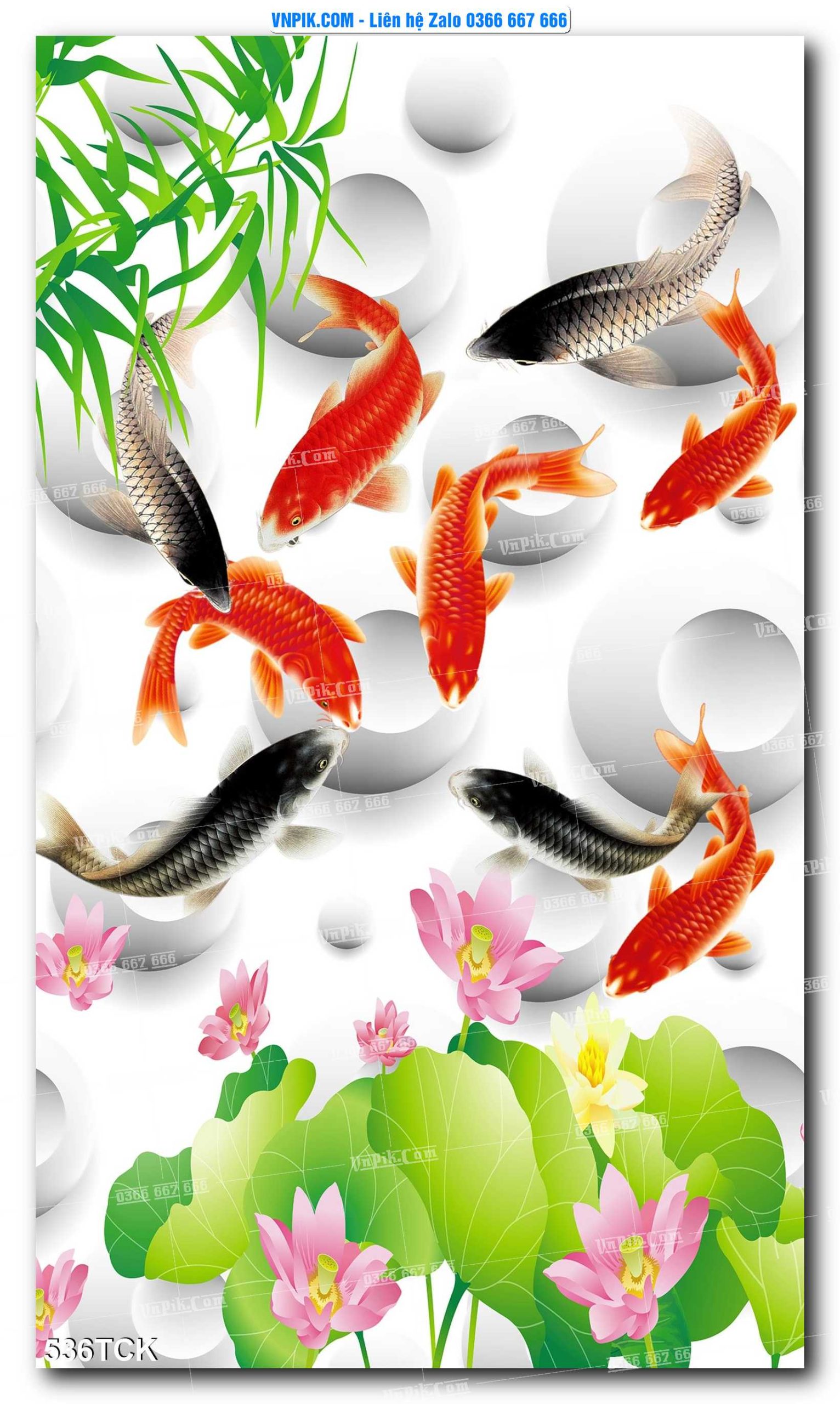 Tranh Hoa Sen – Cá Koi – Cá Chép  536TCK