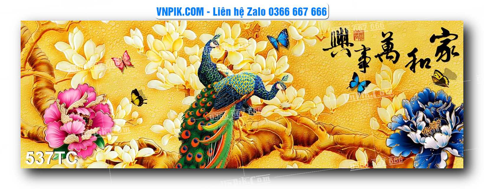 Tranh Treo Tường – Chim Công Hoa Mẫu Đơn 537TC