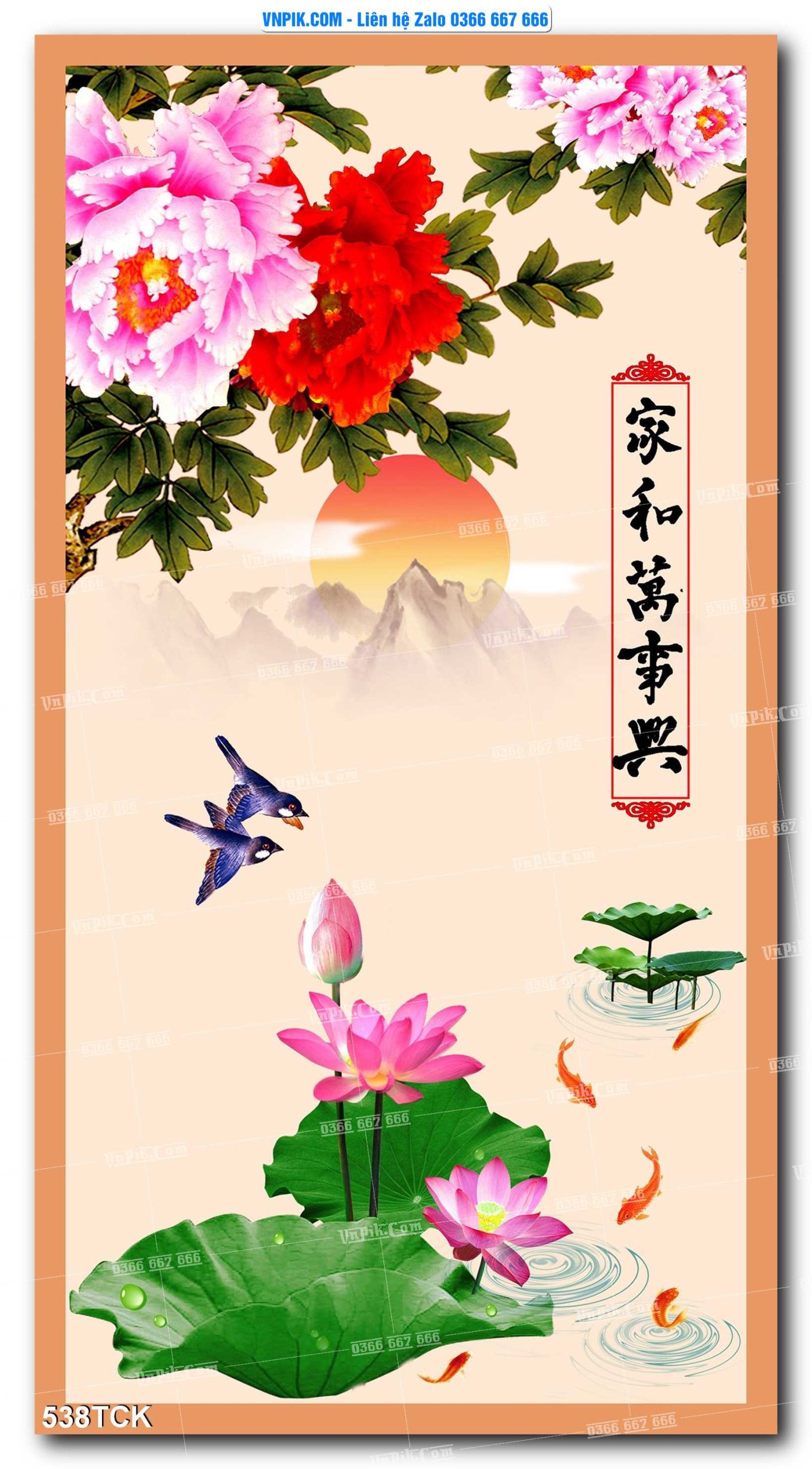Tranh Hoa Sen – Cá Koi – Cá Chép  538TCK