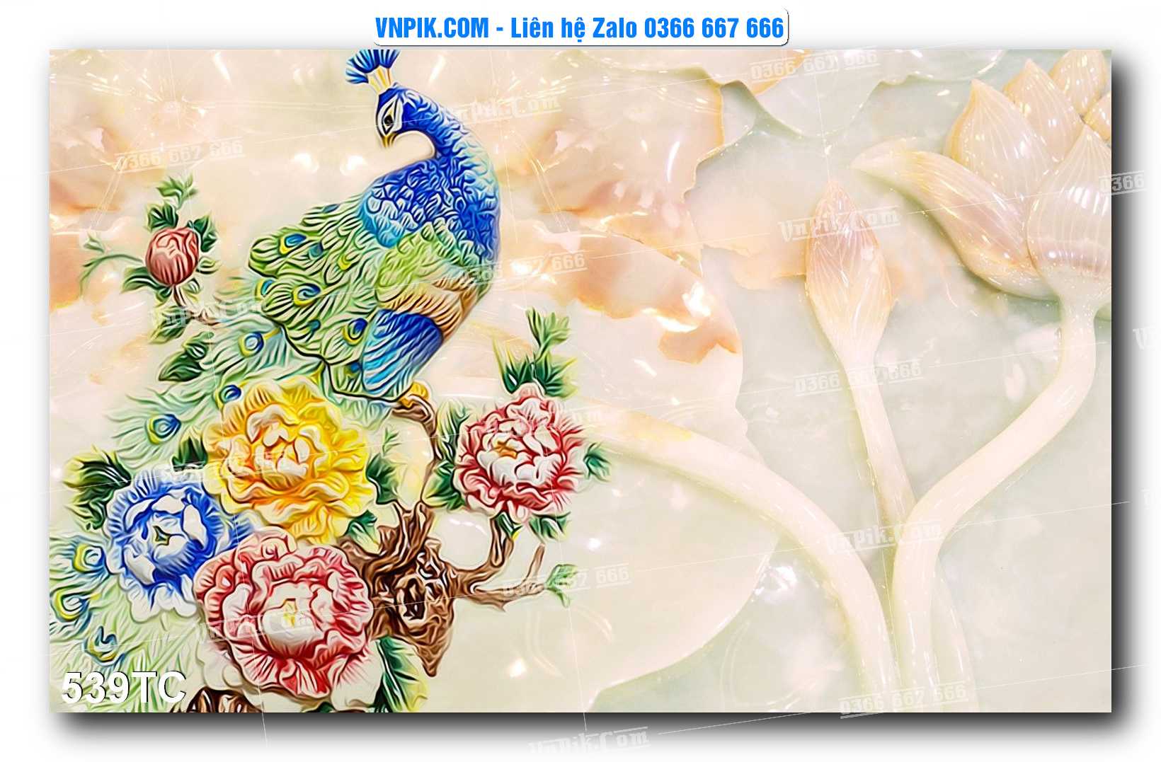 Tranh Treo Tường – Chim Công Hoa Mẫu Đơn 539TC
