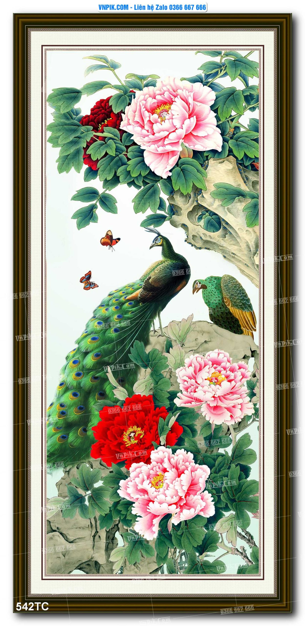 Tranh Treo Tường – Chim Công Hoa Mẫu Đơn 542TC