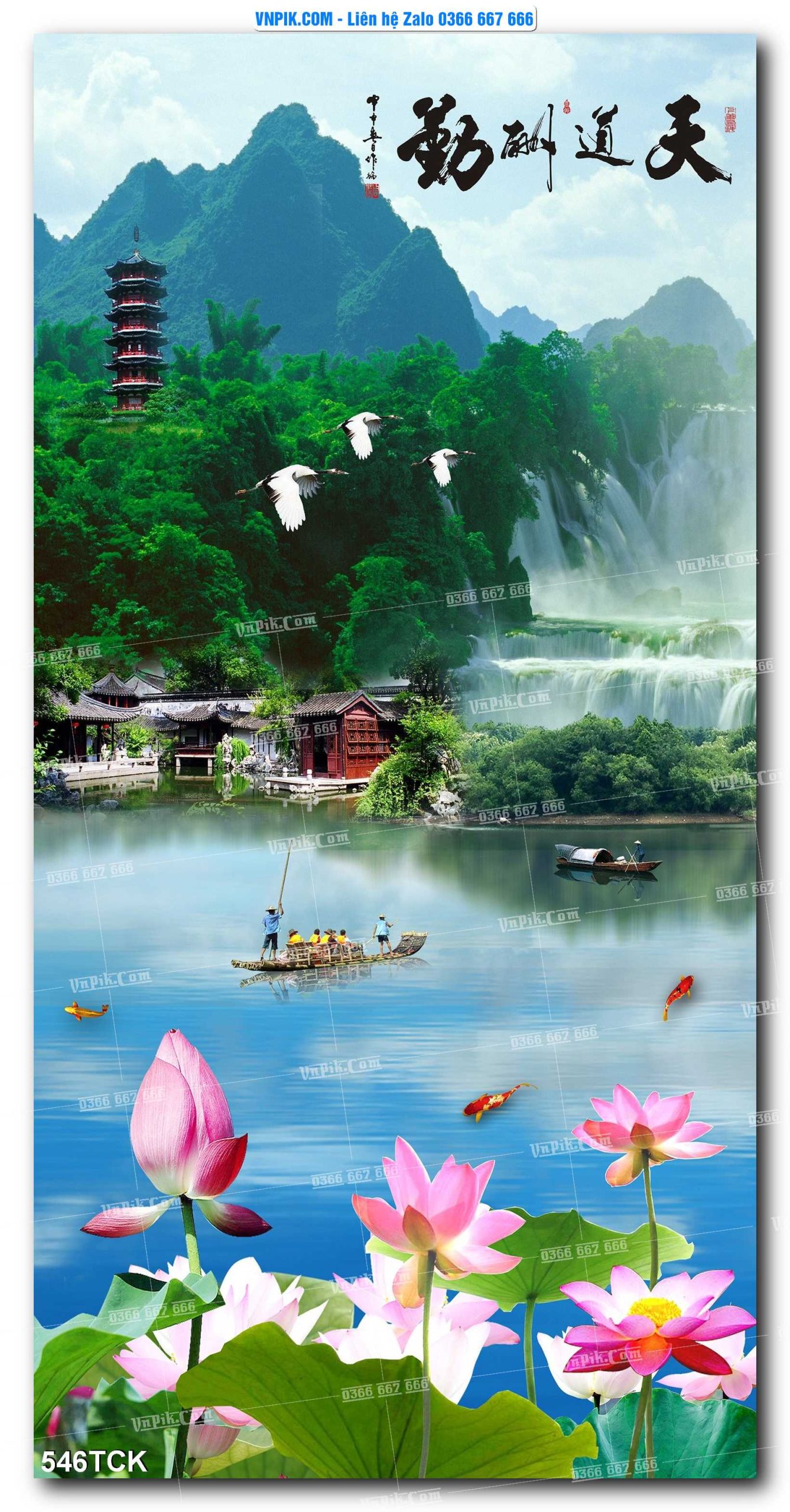 Tranh Hoa Sen – Cá Koi – Cá Chép  546TCK