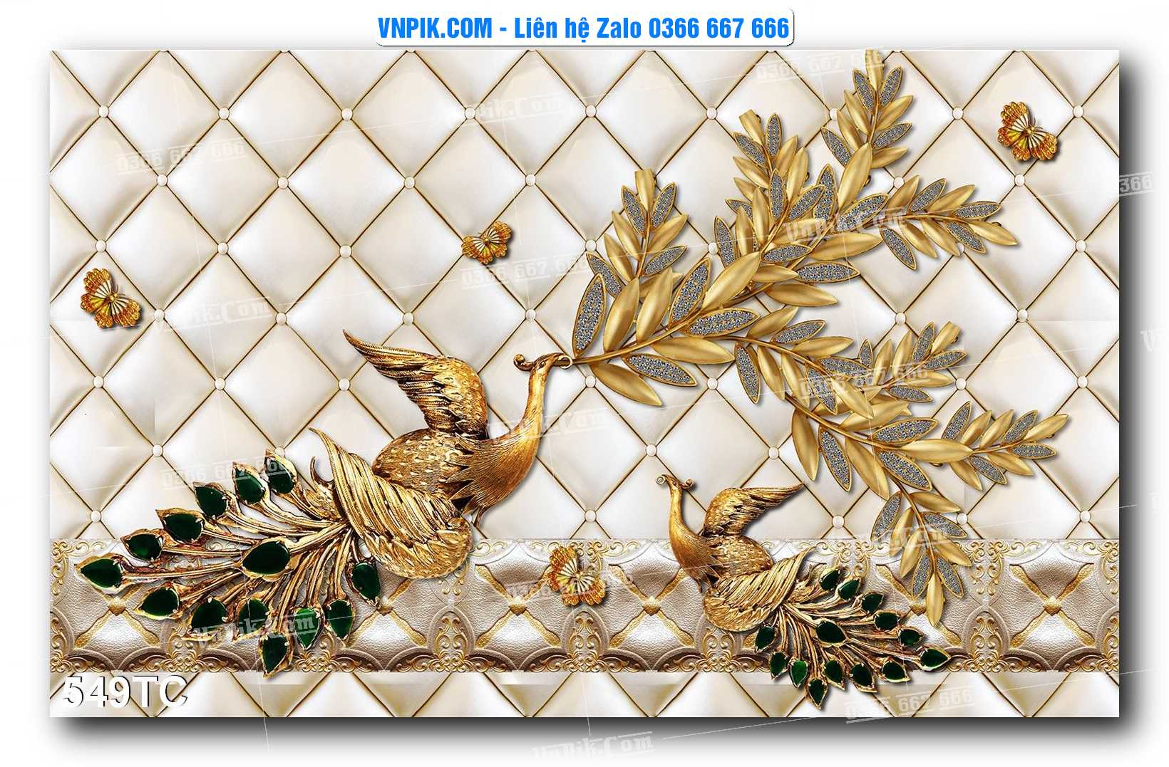 Tranh Treo Tường – Chim Công Hoa Mẫu Đơn 549TC