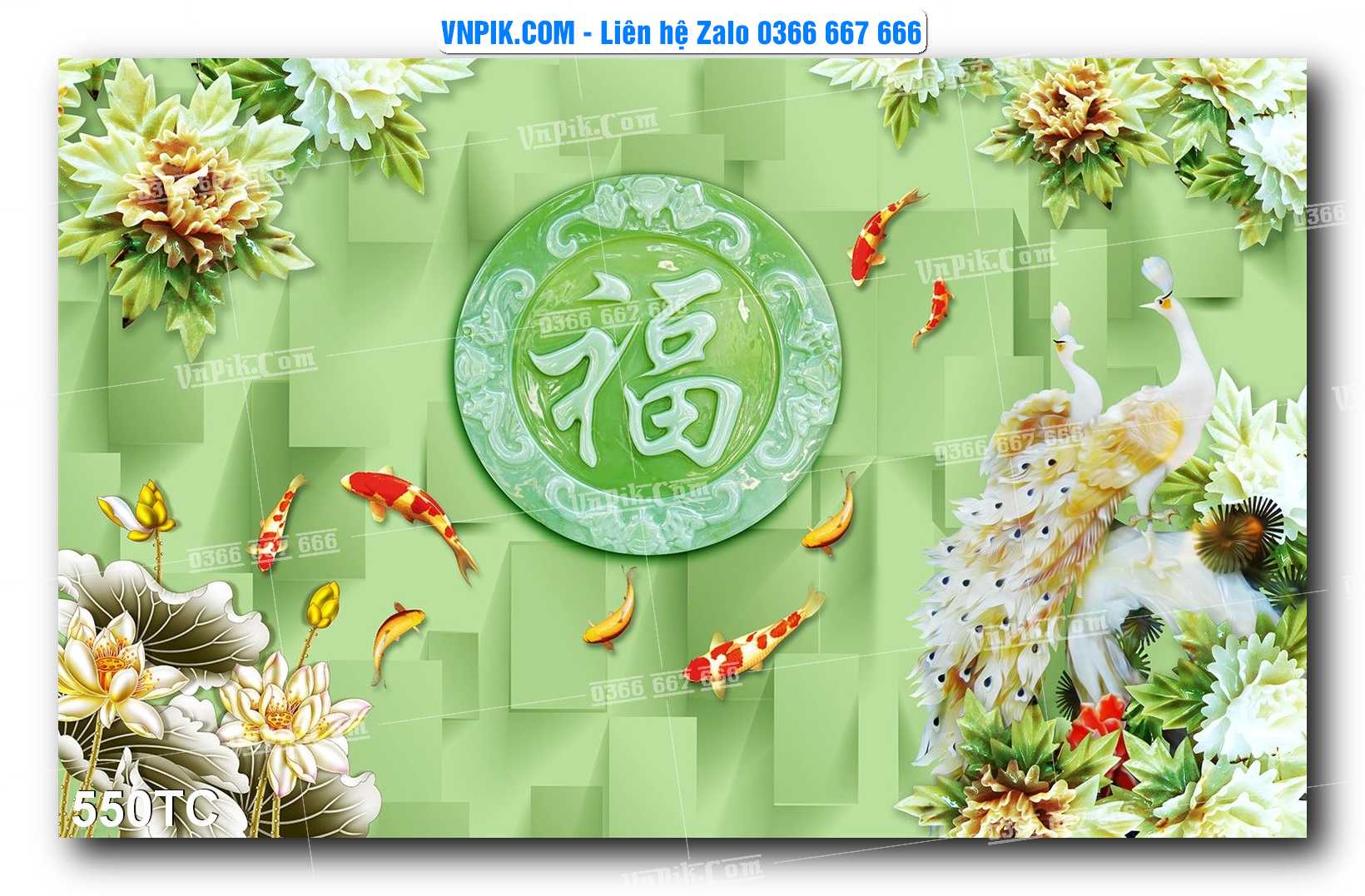 Tranh Treo Tường – Chim Công Hoa Mẫu Đơn 550TC