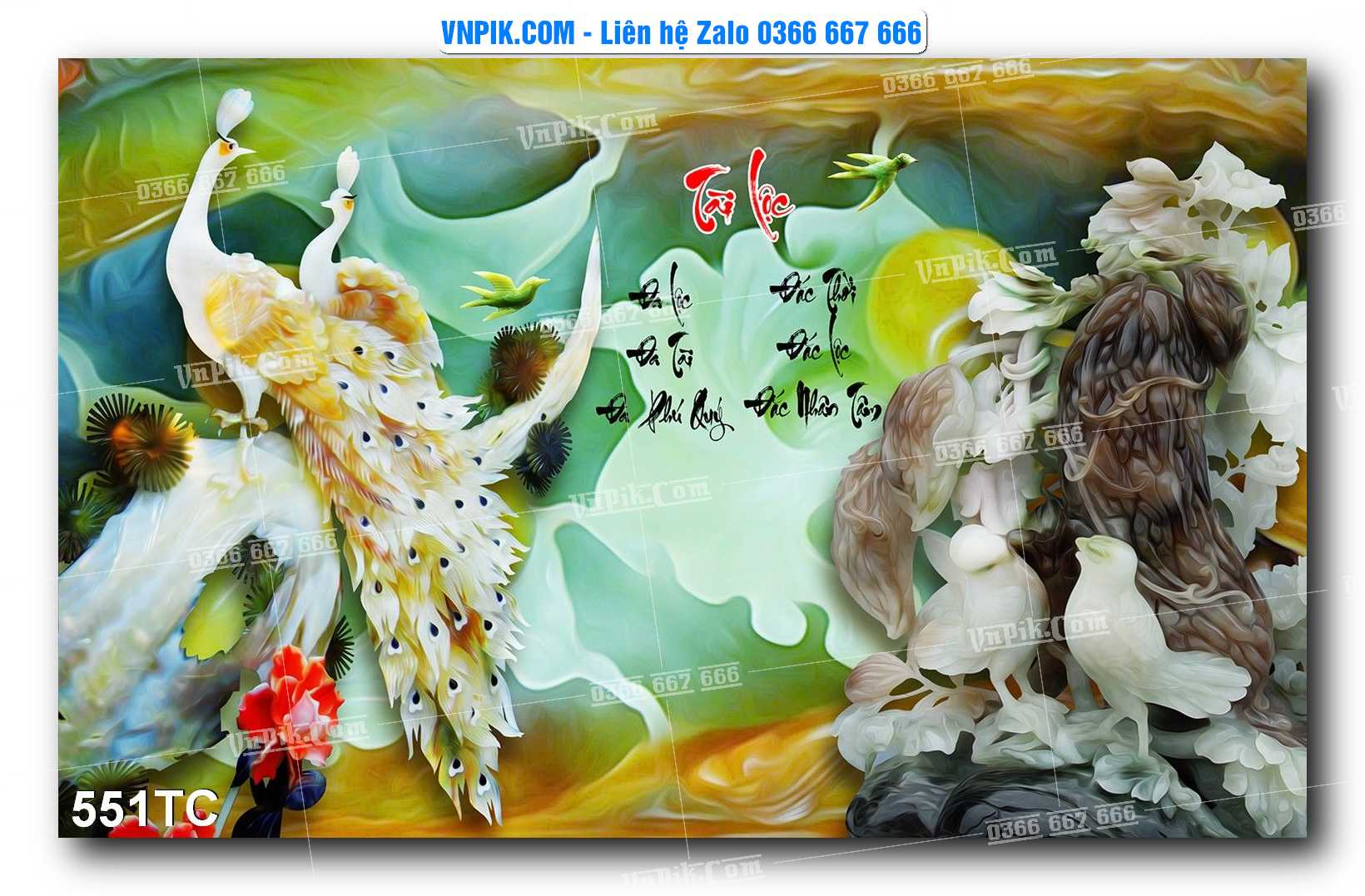 Tranh Treo Tường – Chim Công Hoa Mẫu Đơn 551TC