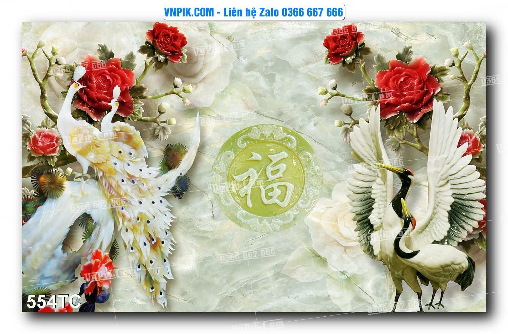 Tranh Treo Tường – Chim Công Hoa Mẫu Đơn 554TC
