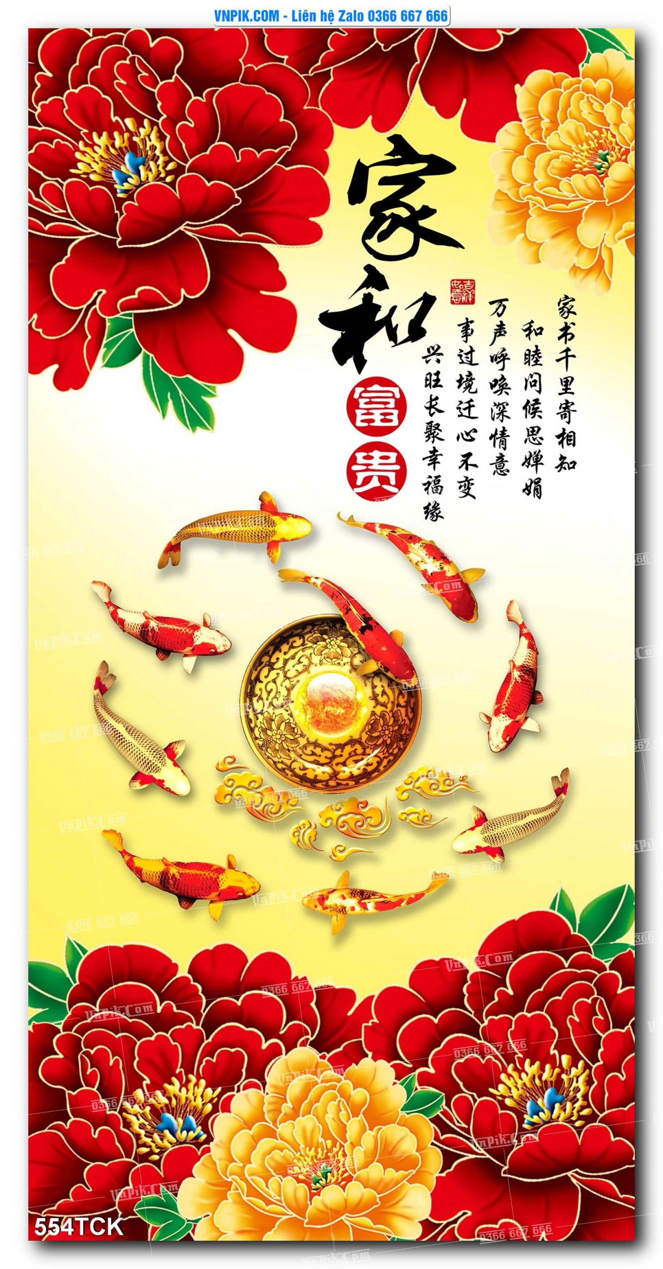 Tranh Hoa Sen – Cá Koi – Cá Chép  554TCK