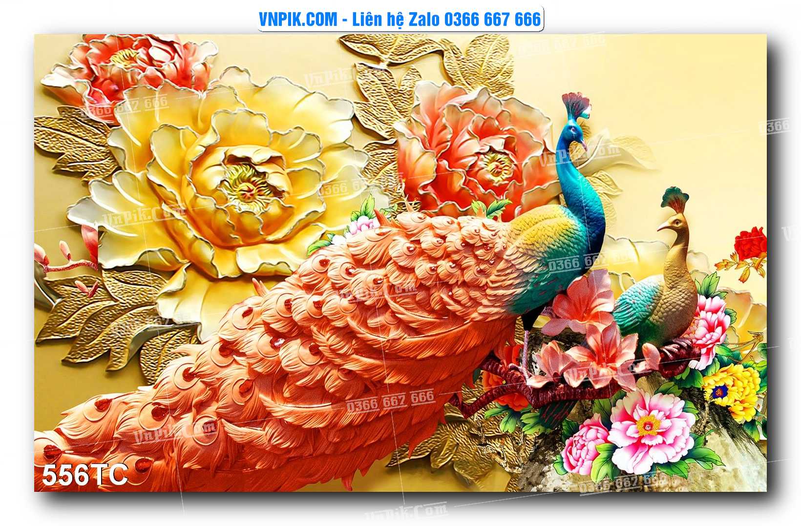 Tranh Treo Tường – Chim Công Hoa Mẫu Đơn 556TC