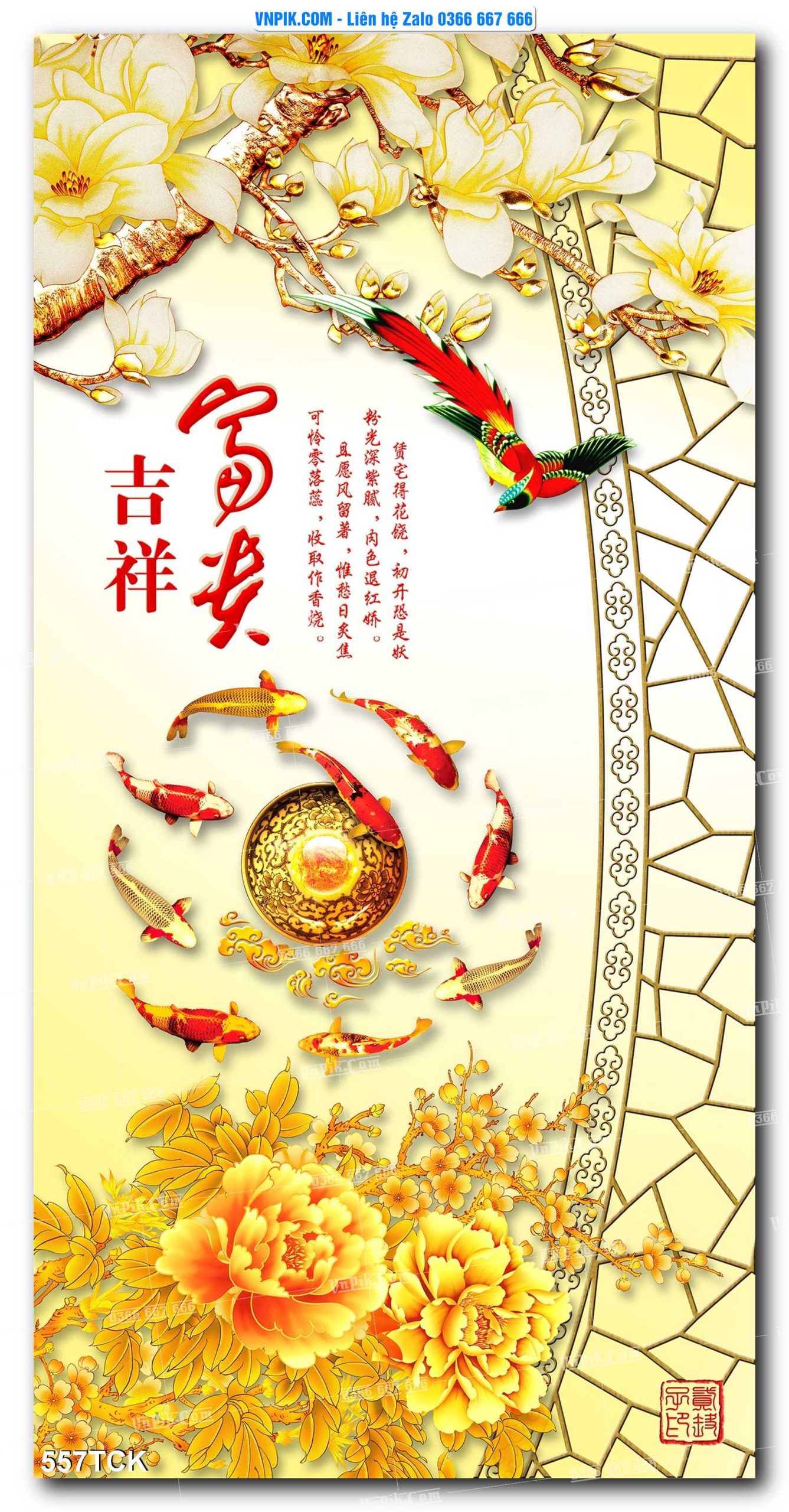 Tranh Hoa Sen – Cá Koi – Cá Chép  557TCK