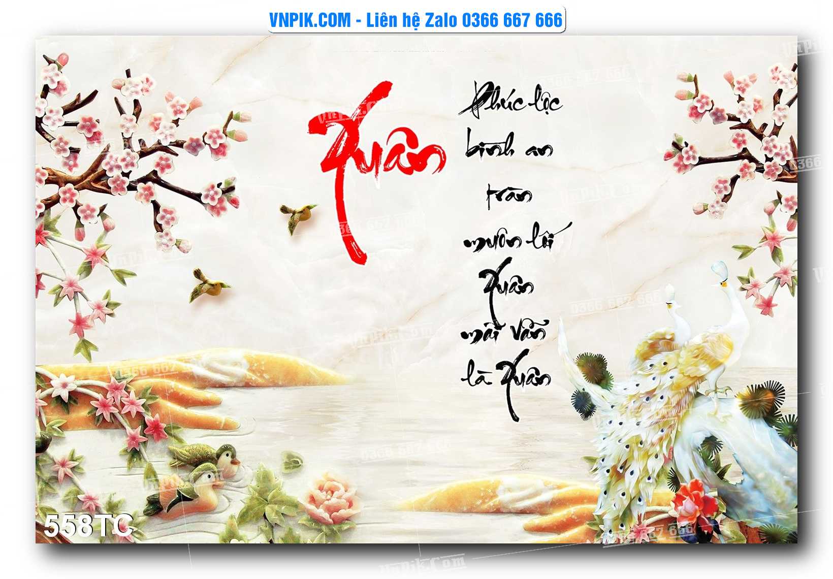 Tranh Treo Tường – Chim Công Hoa Mẫu Đơn 558TC