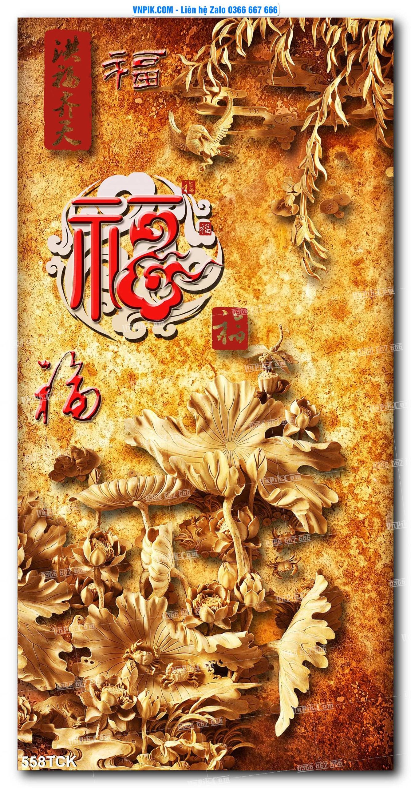 Tranh Hoa Sen – Cá Koi – Cá Chép  558TCK