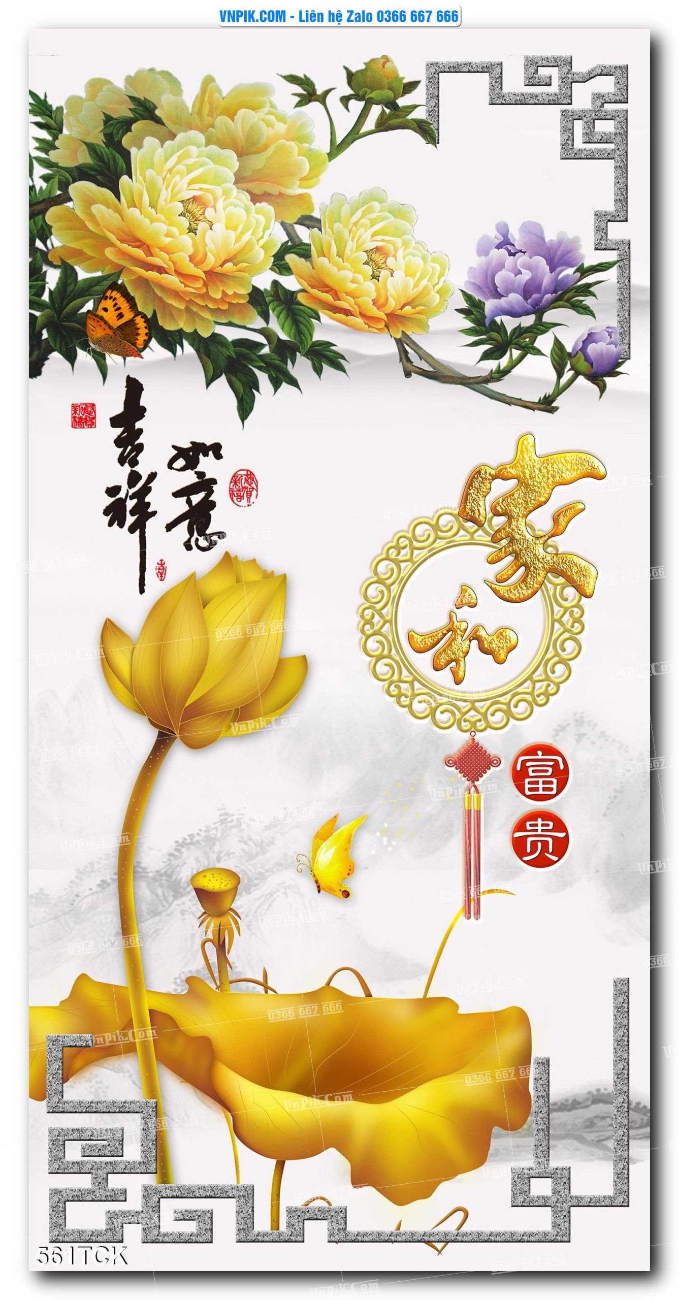Tranh Hoa Sen – Cá Koi – Cá Chép  561TCK