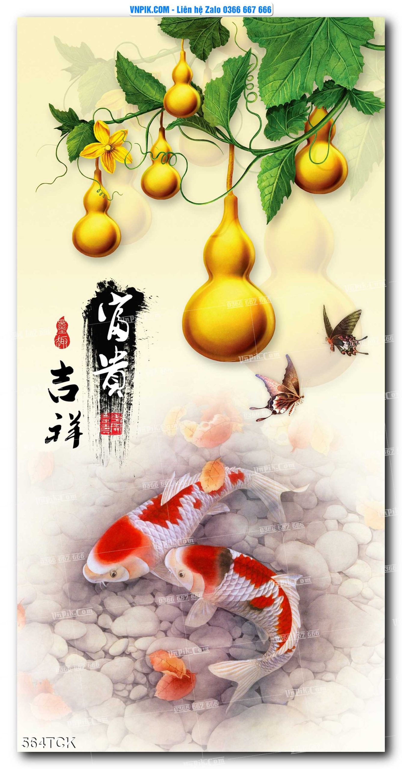 Tranh Hoa Sen – Cá Koi – Cá Chép  564TCK