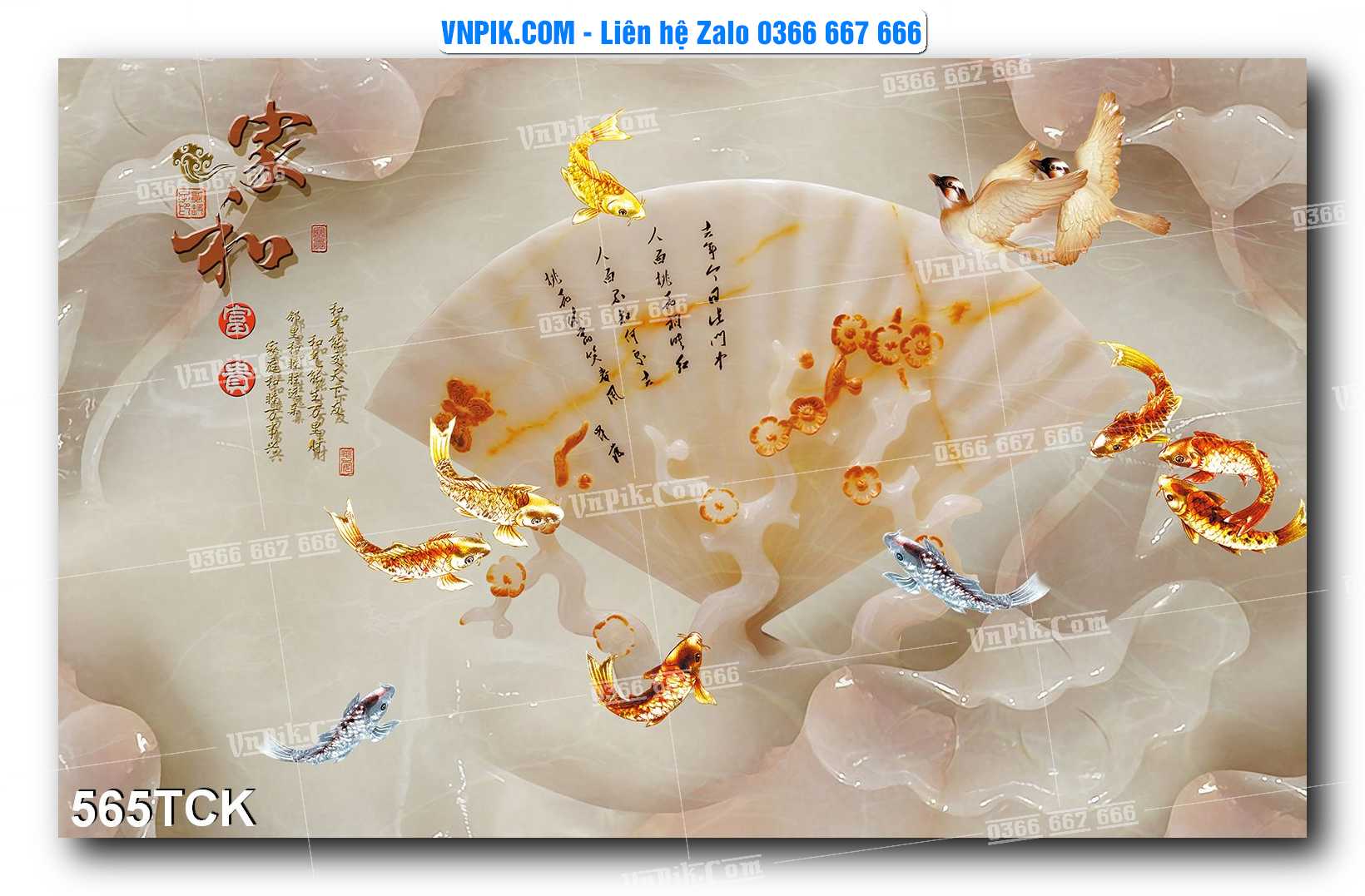 Tranh Hoa Sen – Cá Koi – Cá Chép  565TCK